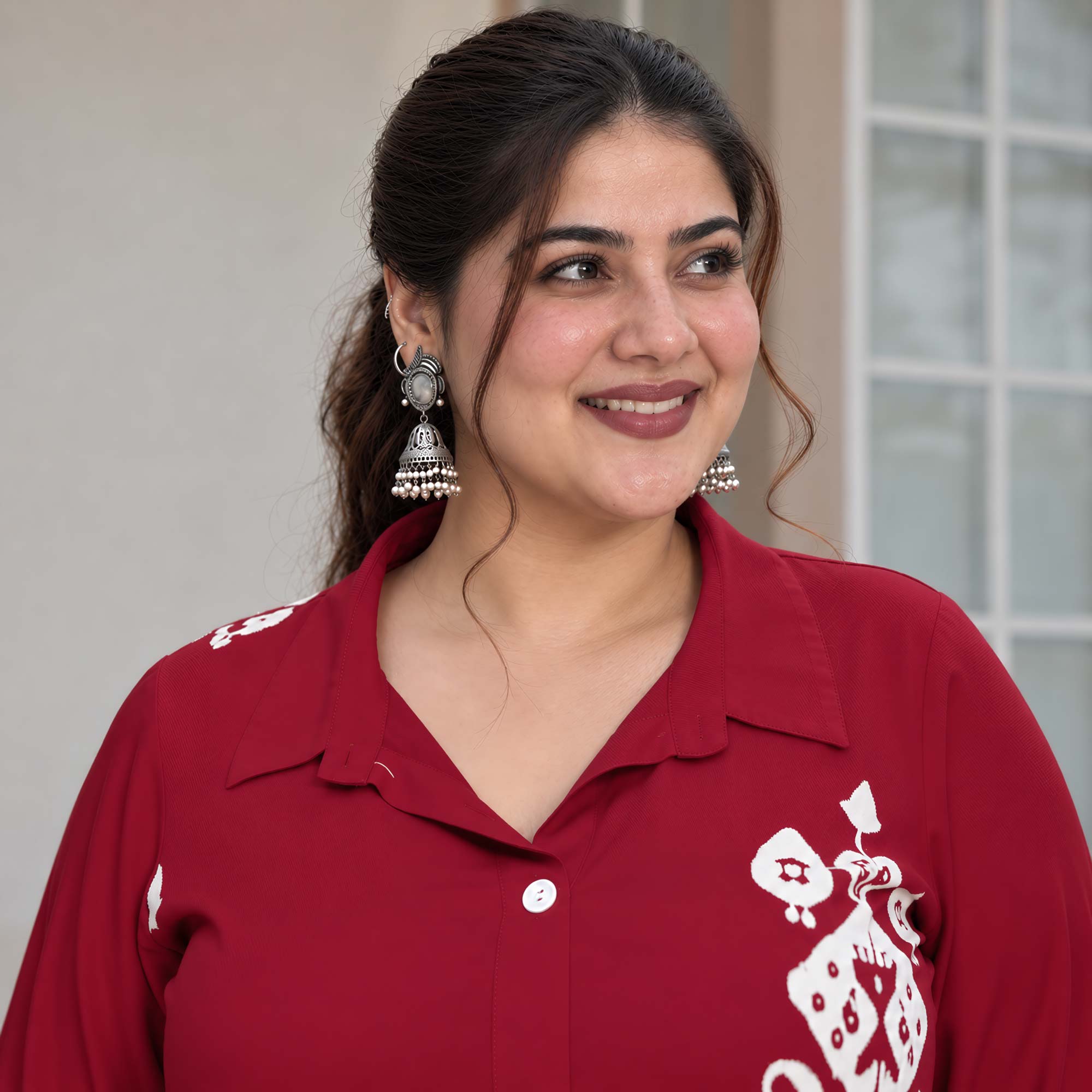 Rosie- Maroon Heavy GSM Rayon Cotton Kurta