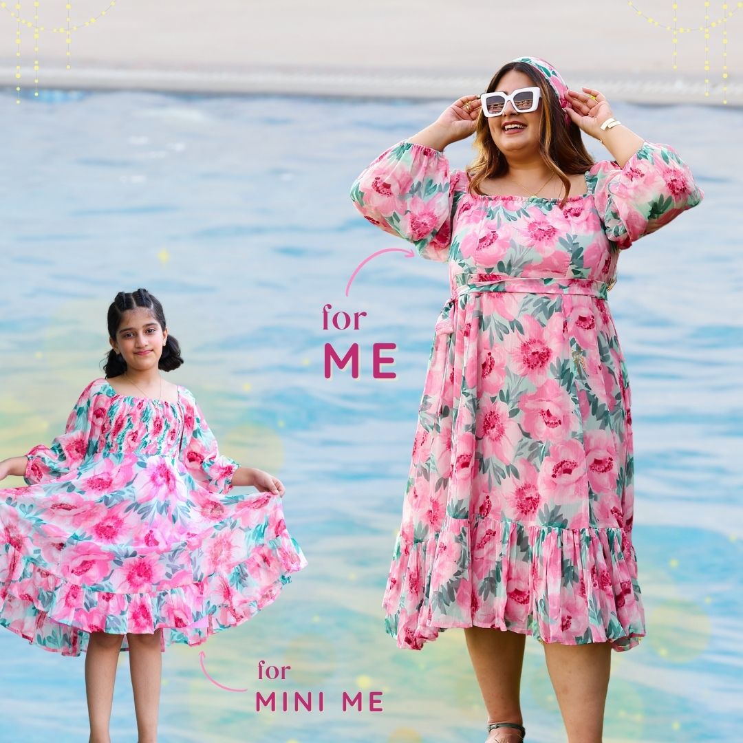 Toffee Pink Floral Chiffon Dress