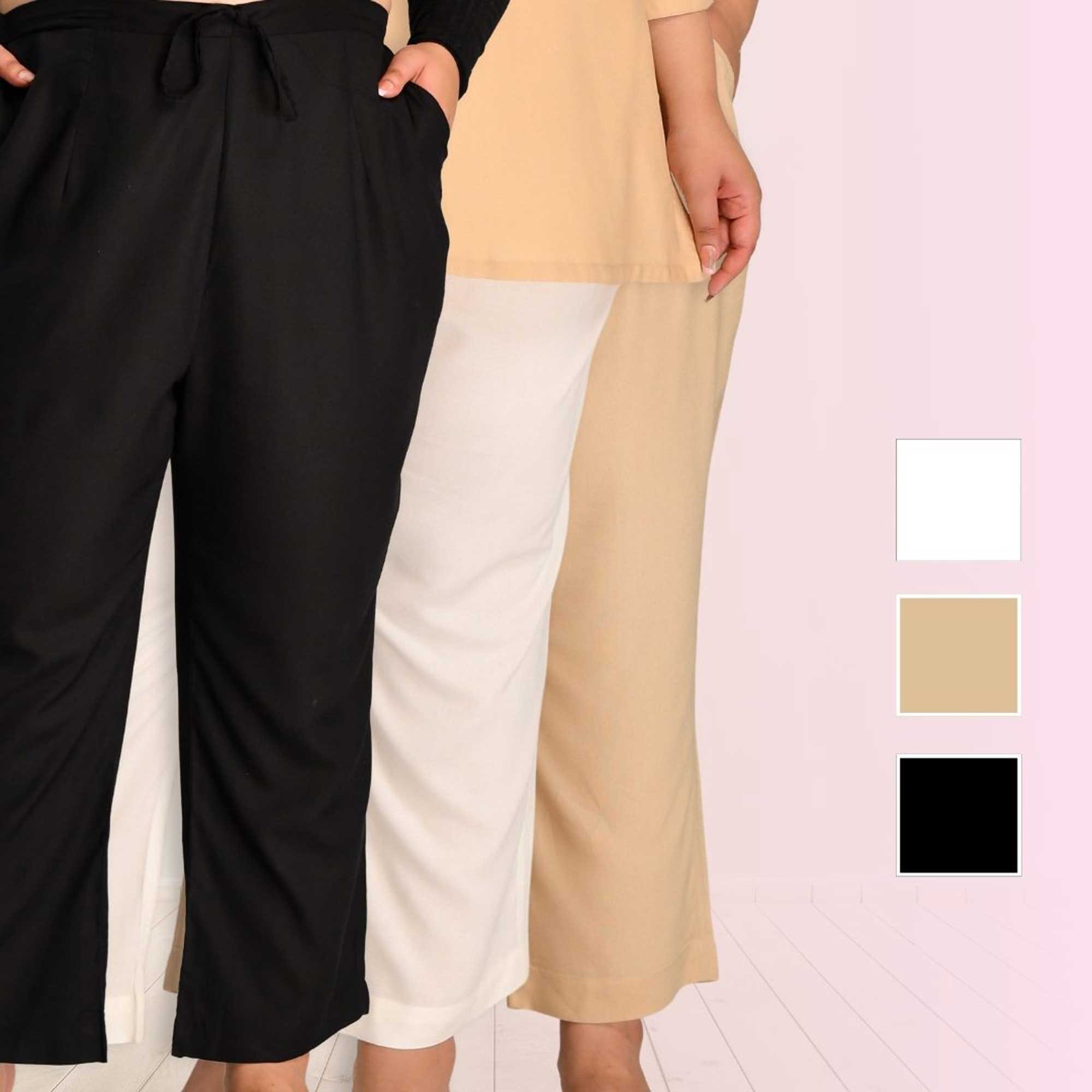 Plus Size Narrow Fit Pants Combo 1 (Black, Beige, White)