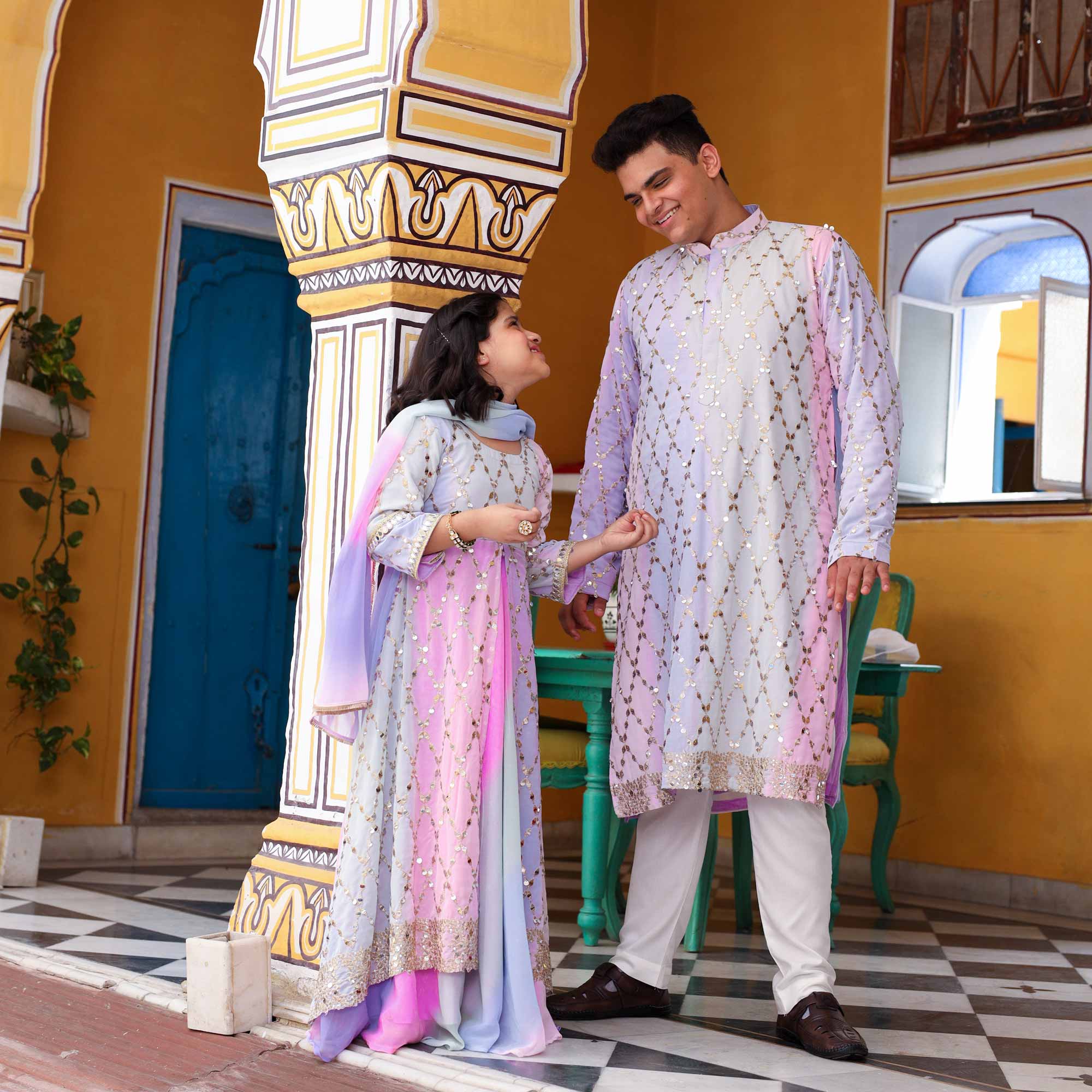 Princess- Pastel Ombre Kids Sequin Embroidered Dress