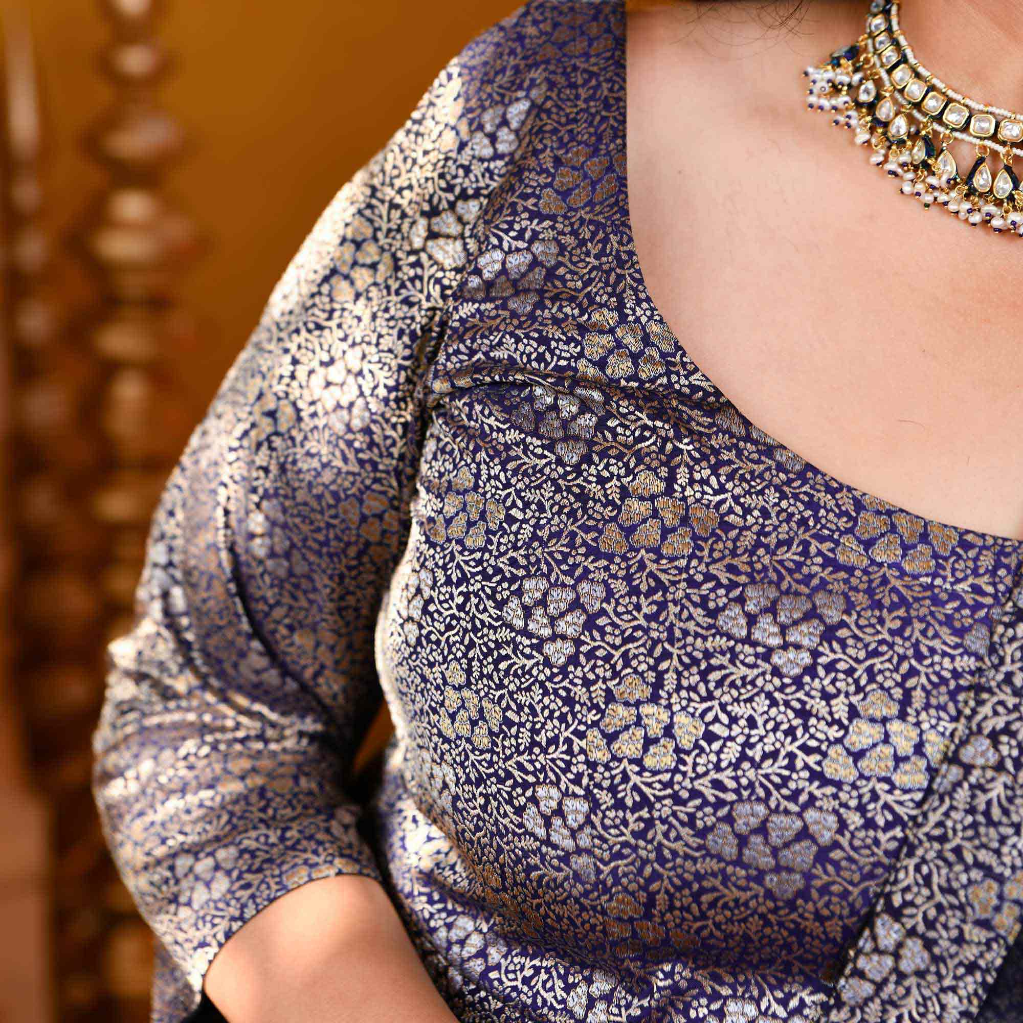 Heritage-Imperial Navy Luxe Banarasi Brocade Anarkali Set