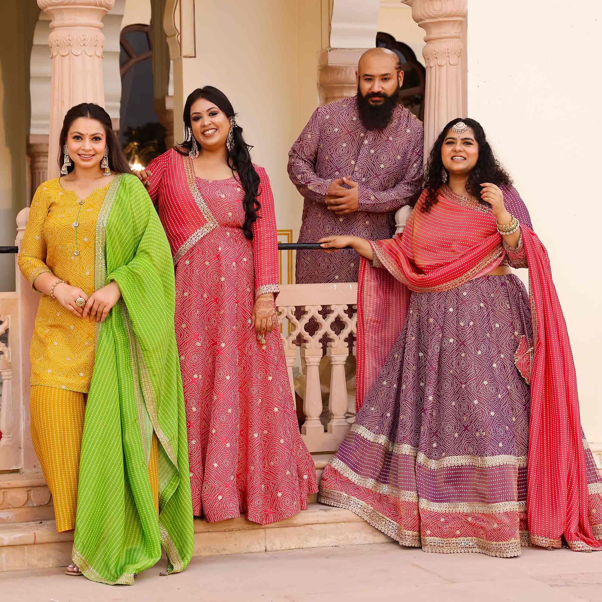 Spicy Lemon Bandhani Pure Tissue Silk Suit Set