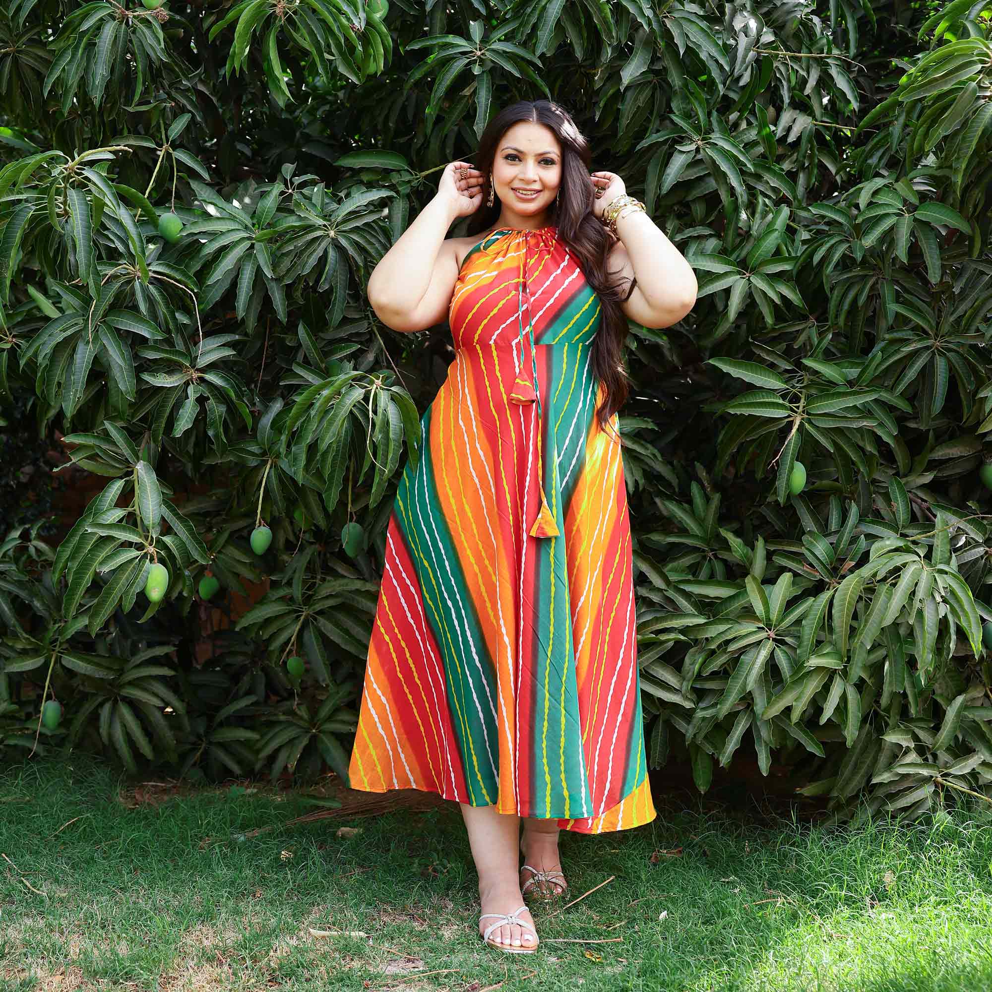 Dreamcatcher Delight Bohemion Lehariya Halter Neck Dress