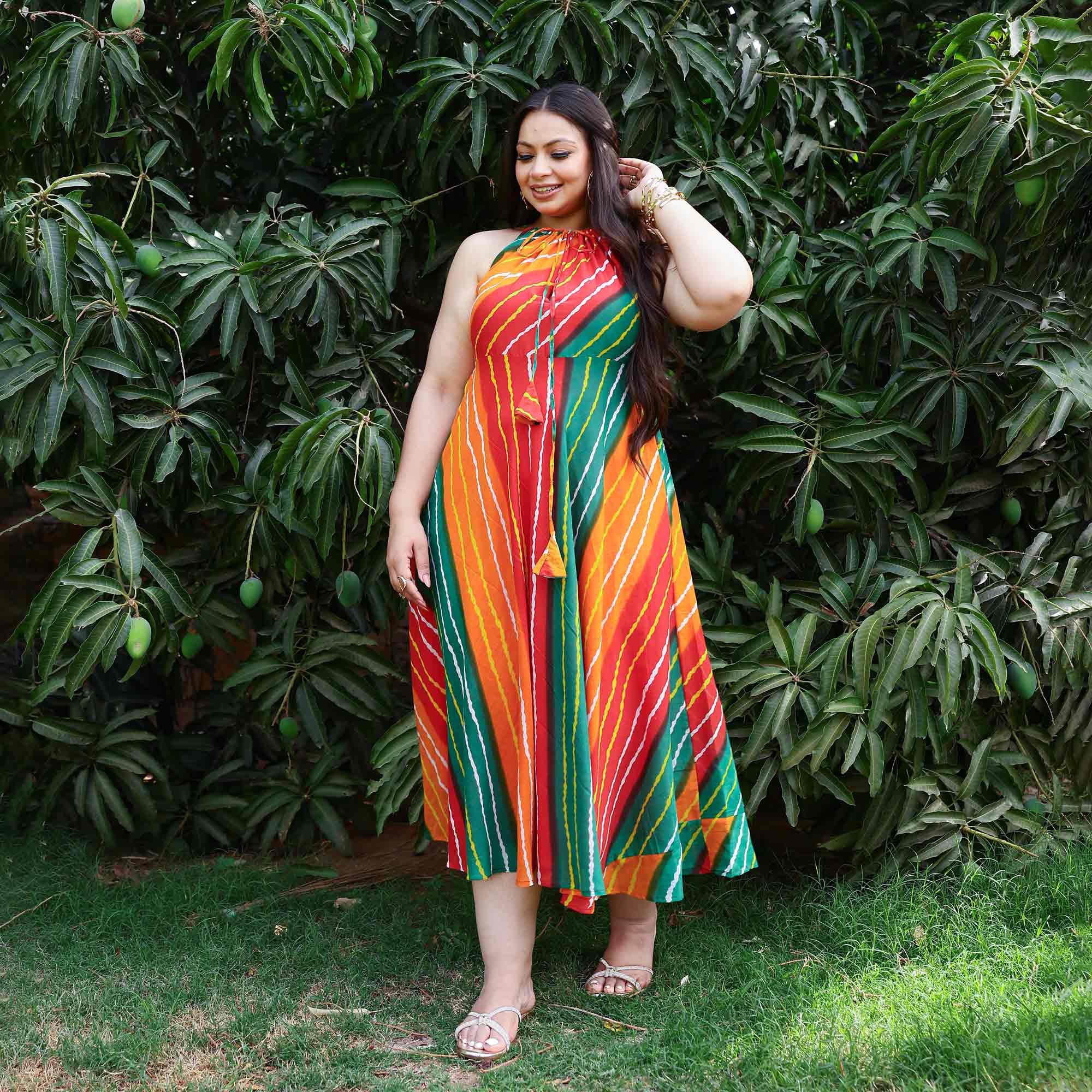 Dreamcatcher Delight Bohemion Lehariya Halter Neck Dress