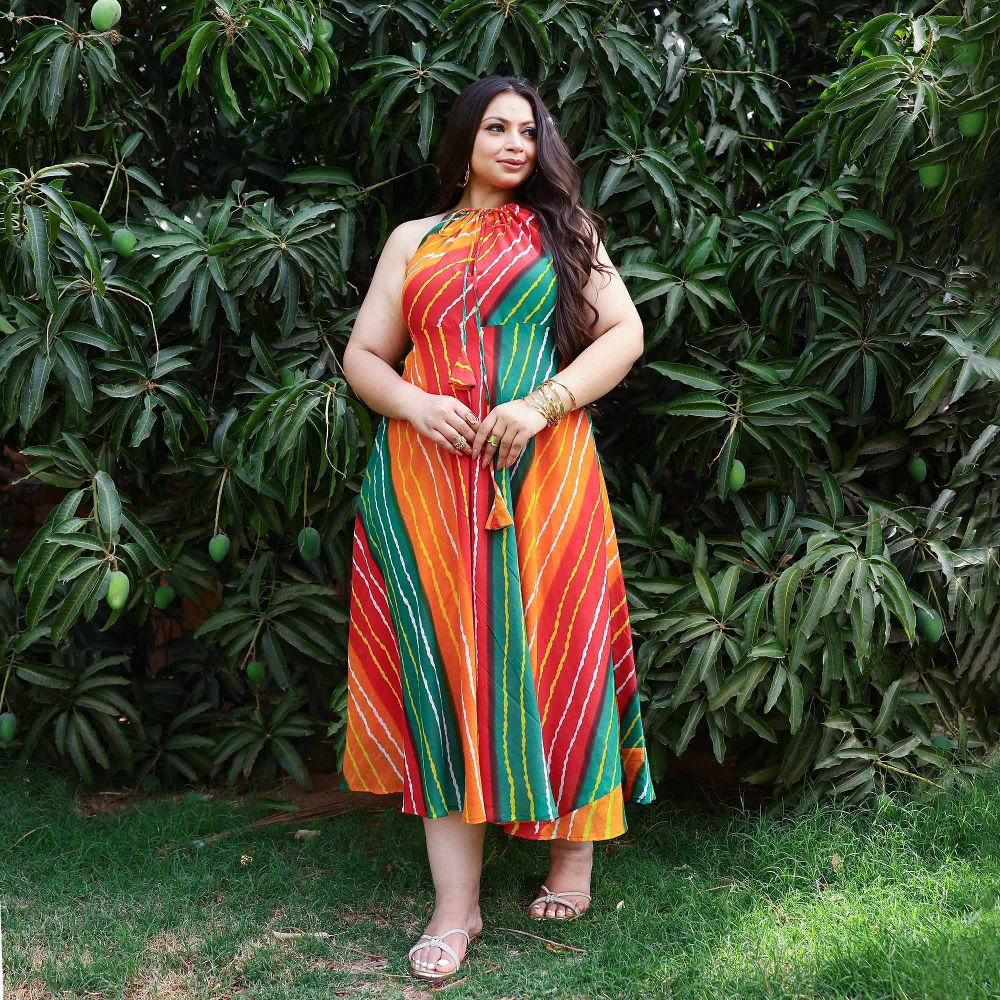 Dreamcatcher Delight Bohemion Lehariya Halter Neck Dress