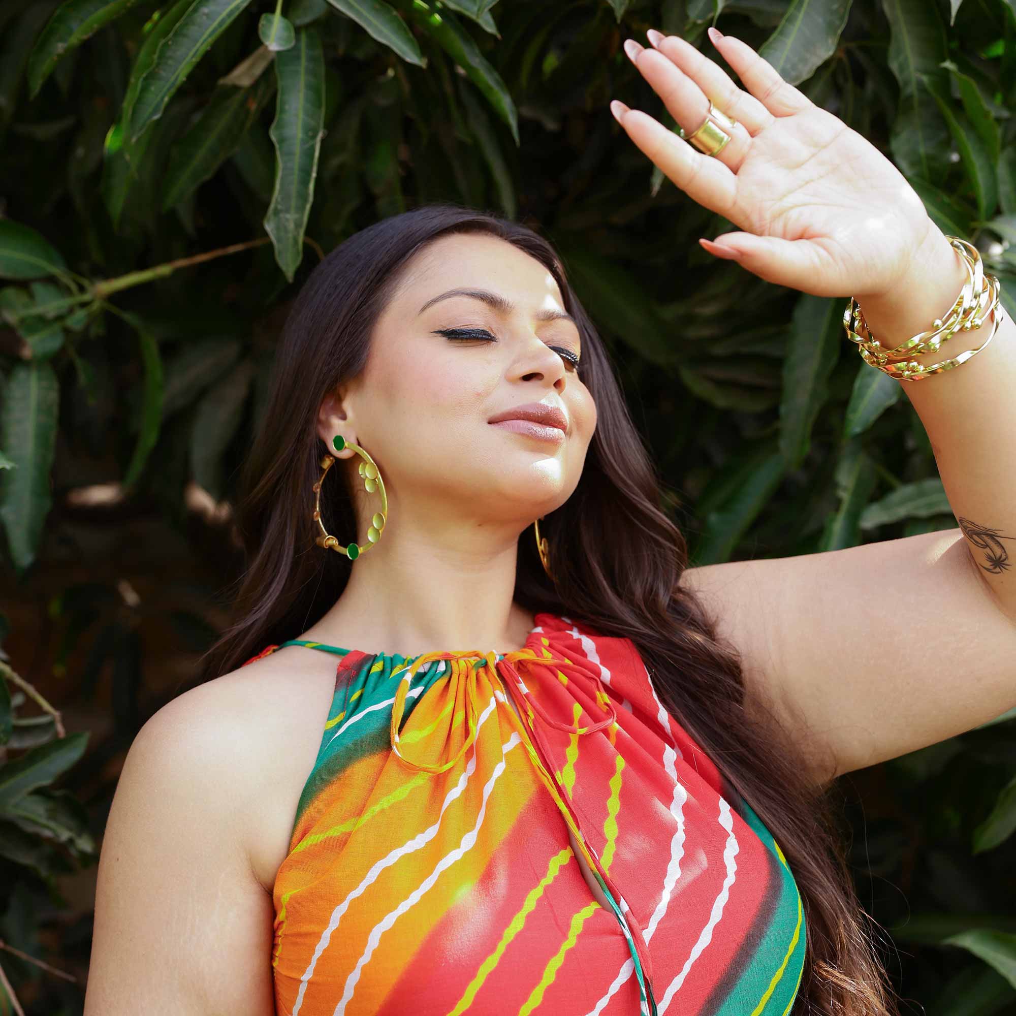 Dreamcatcher Delight Bohemion Lehariya Halter Neck Dress