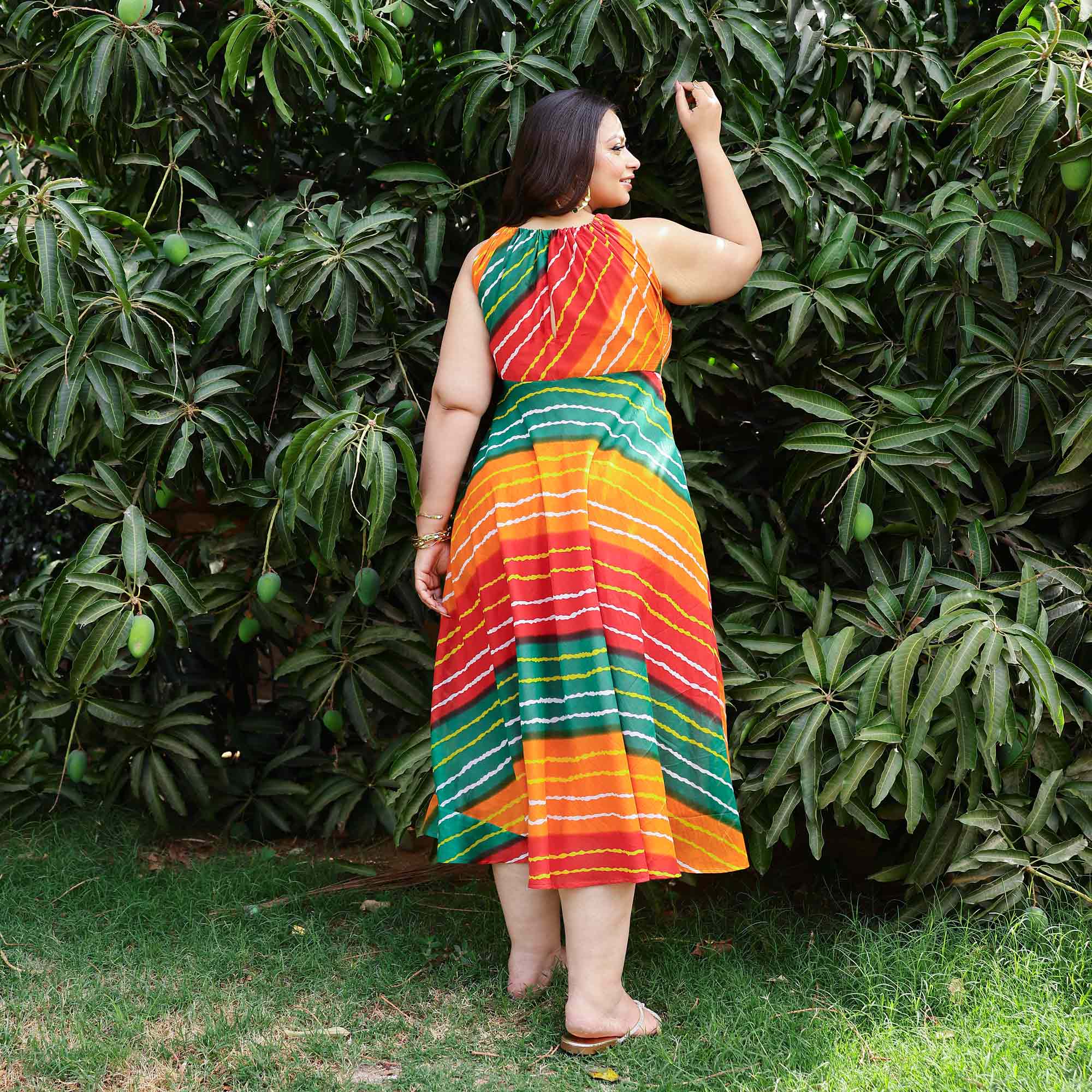 Dreamcatcher Delight Bohemion Lehariya Halter Neck Dress