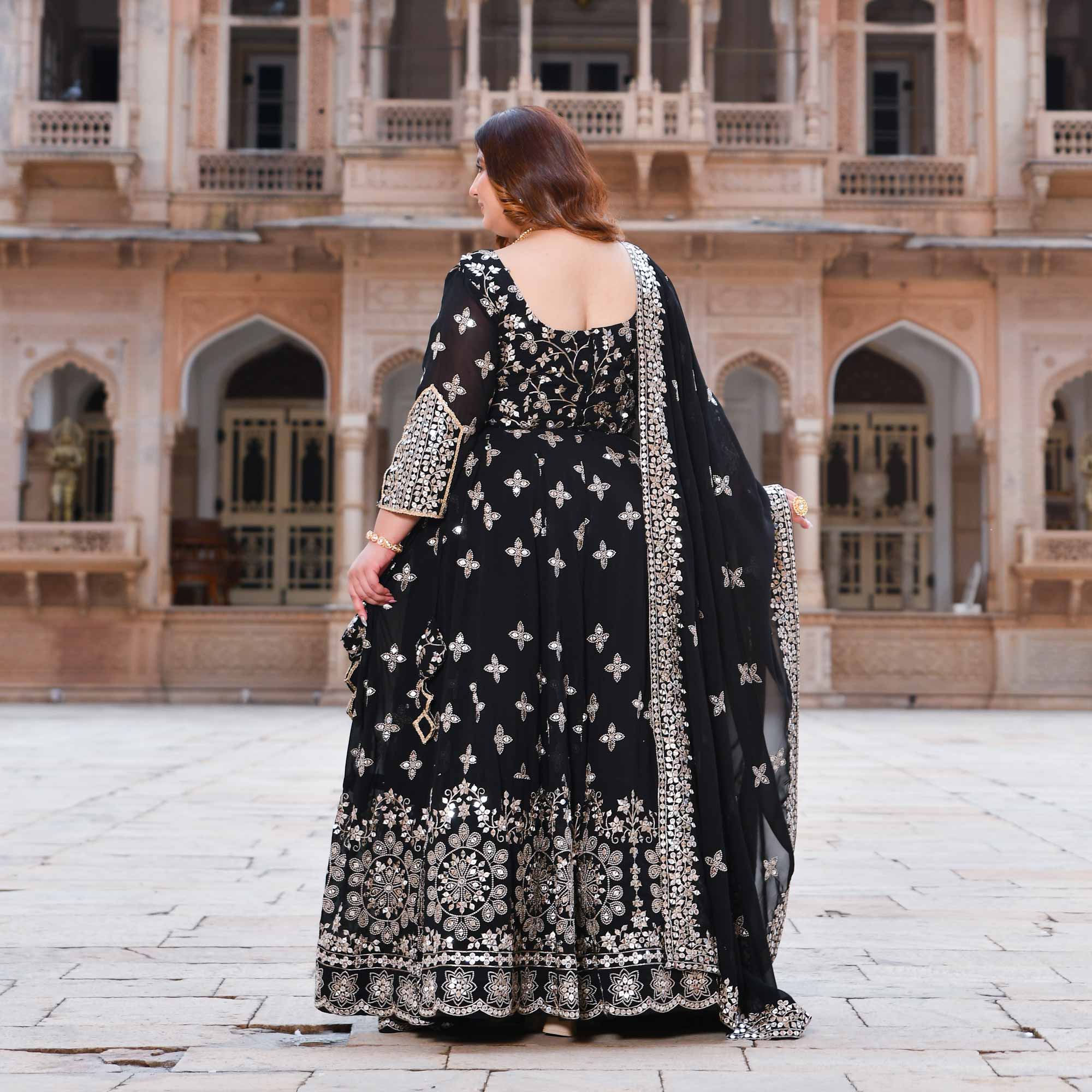 Sitaron Ki Raat- Black Sequin Embroidered Georgette Lehenga Set