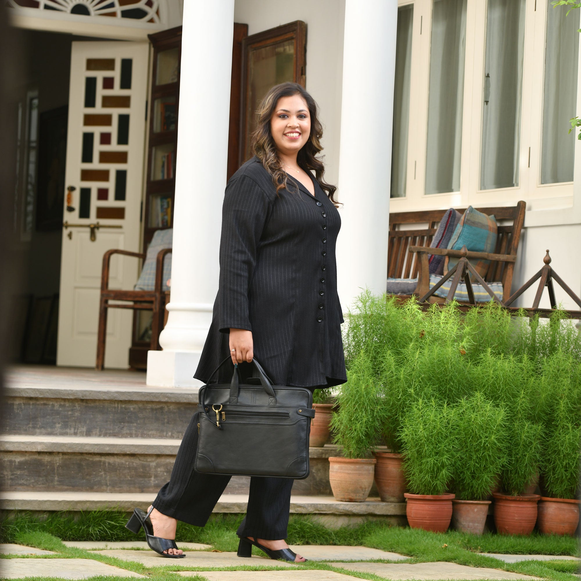 Classic Black Textured Blazer Pants Co-Ord Set