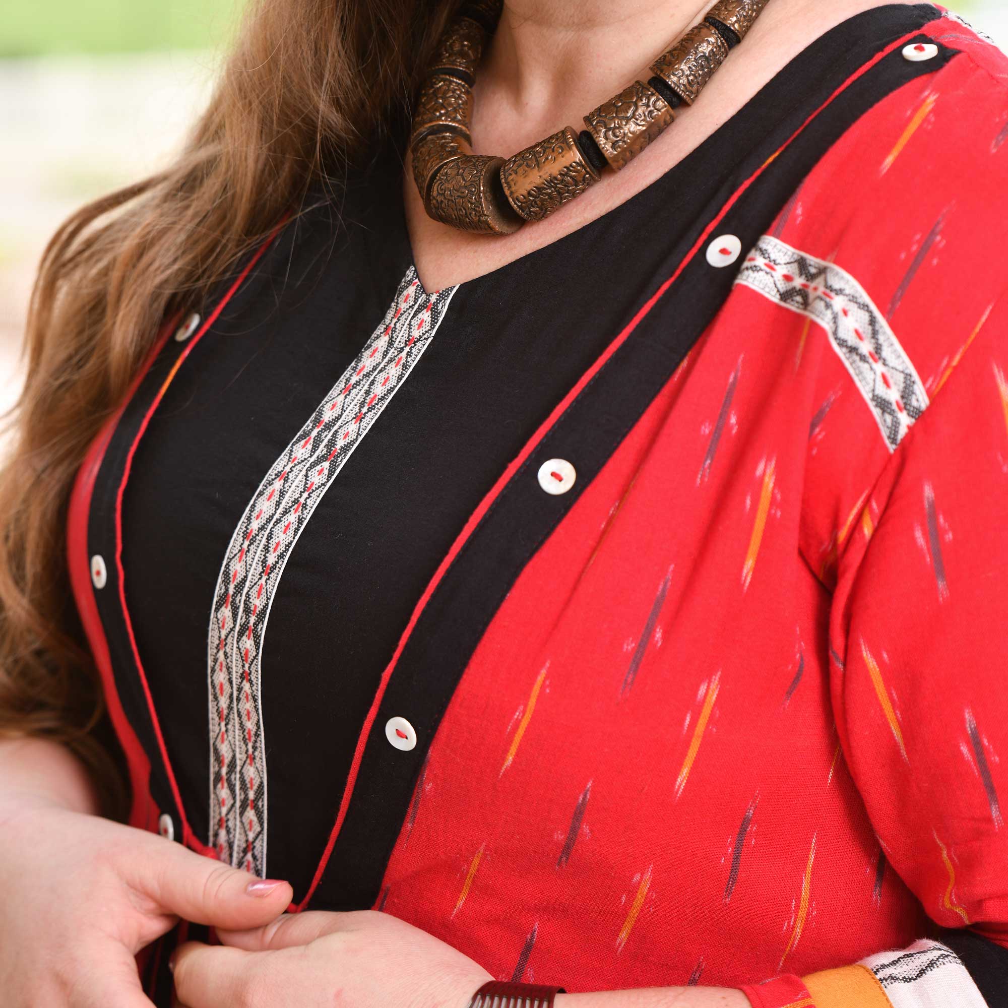 Gulaal Handwoven Ikkat Anarkali Cape Set