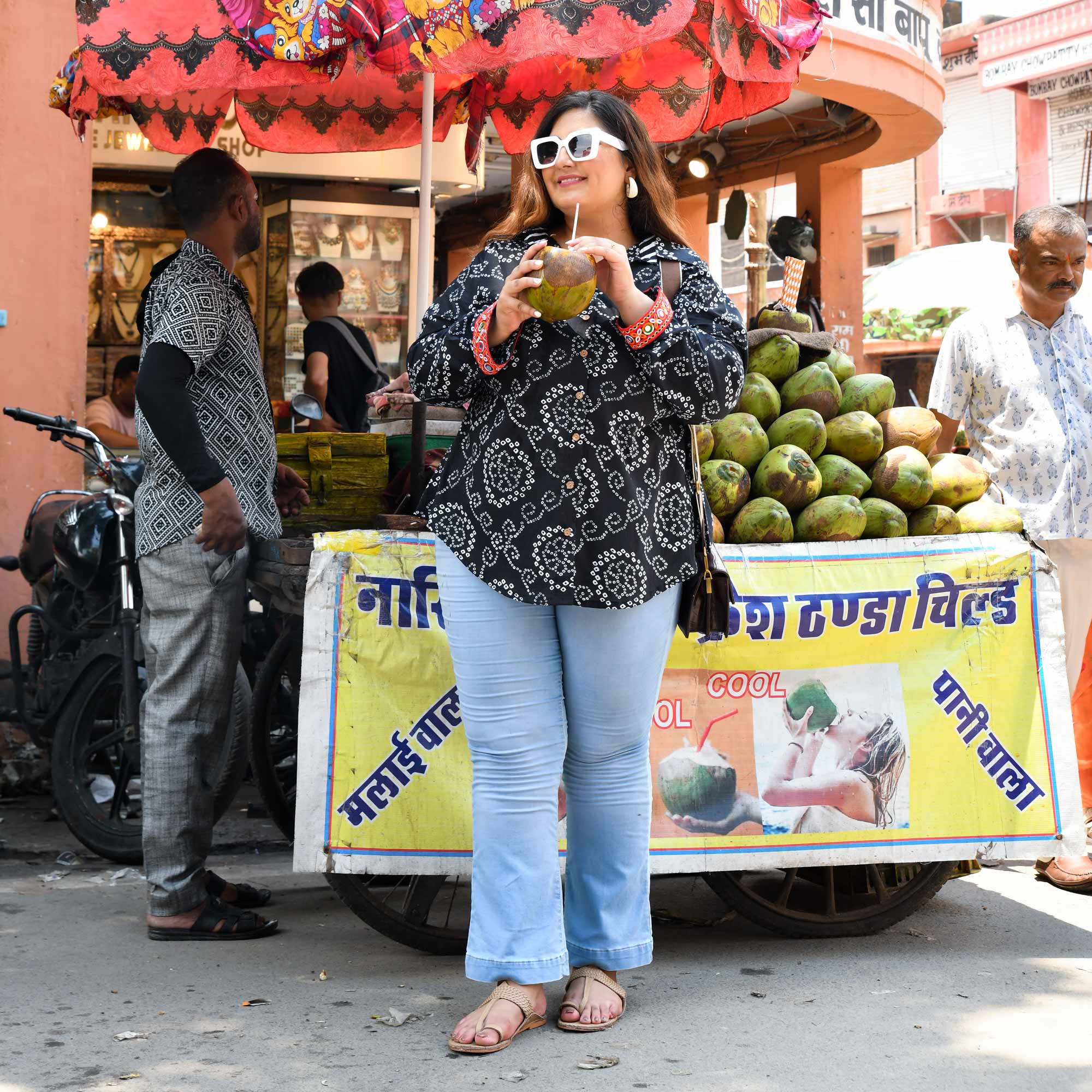 Geet - Black Boho Bandhani Kutch Embroidered Shirt