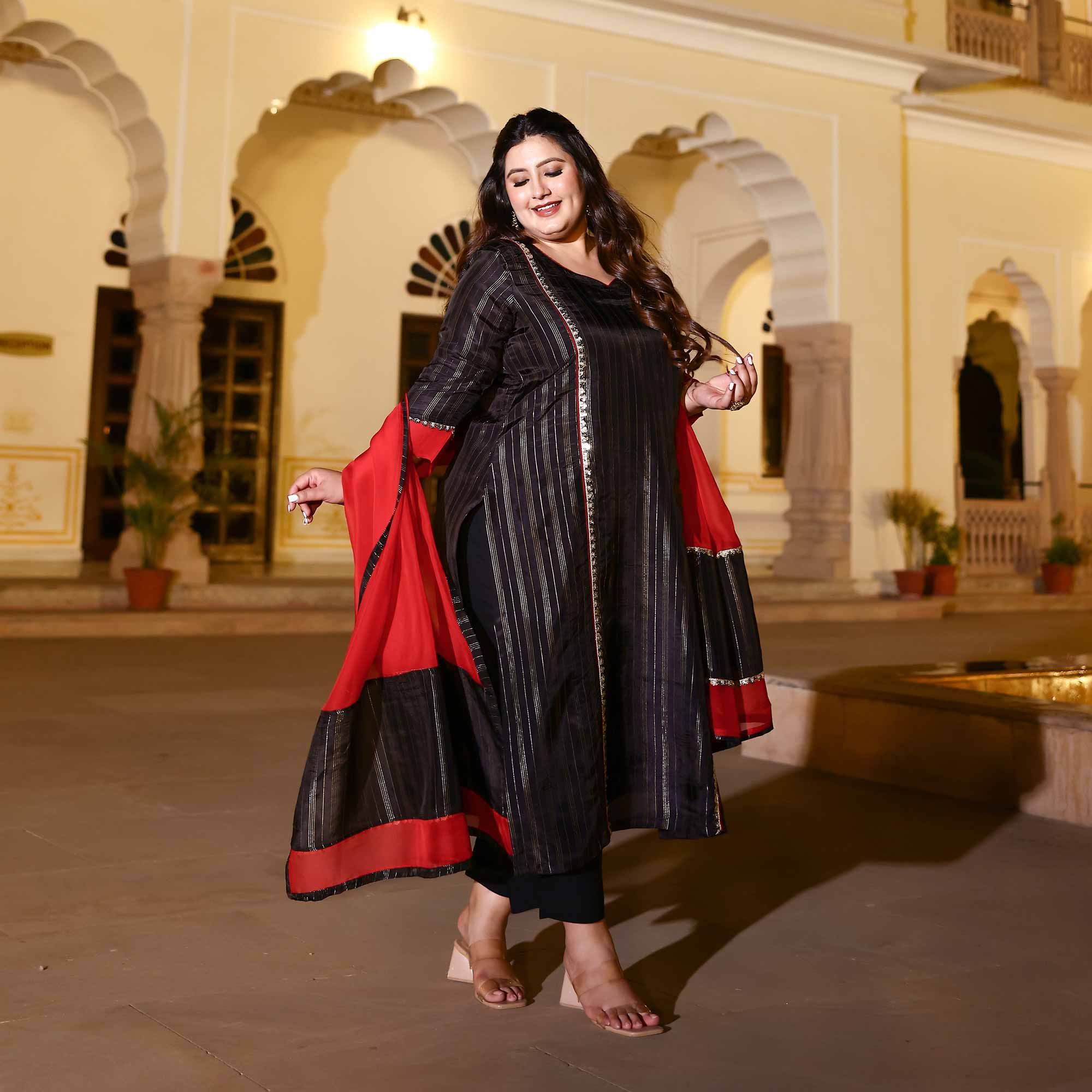 Lunar Eclipse Black Silk Suit Set