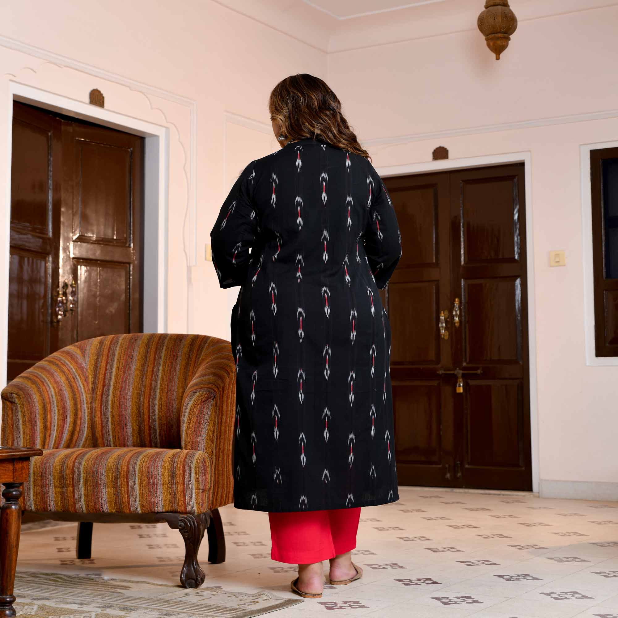 Malhar- Black Ikat Handwoven Organic Cotton Kurta