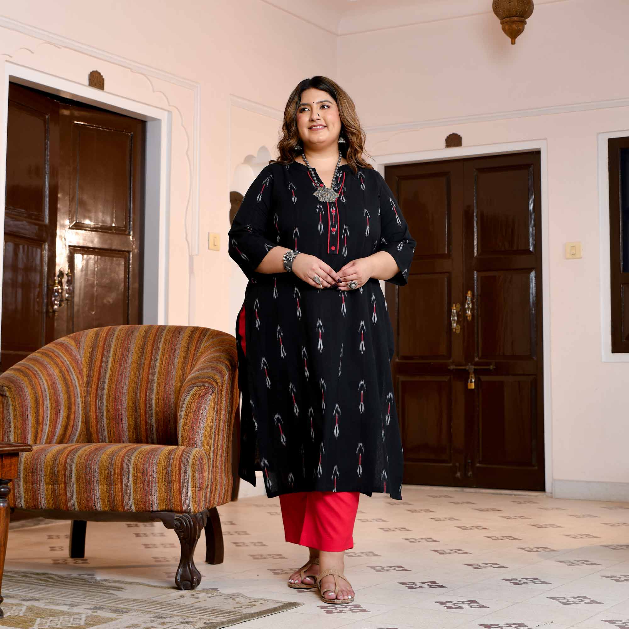 Malhar- Black Ikat Handwoven Organic Cotton Kurta