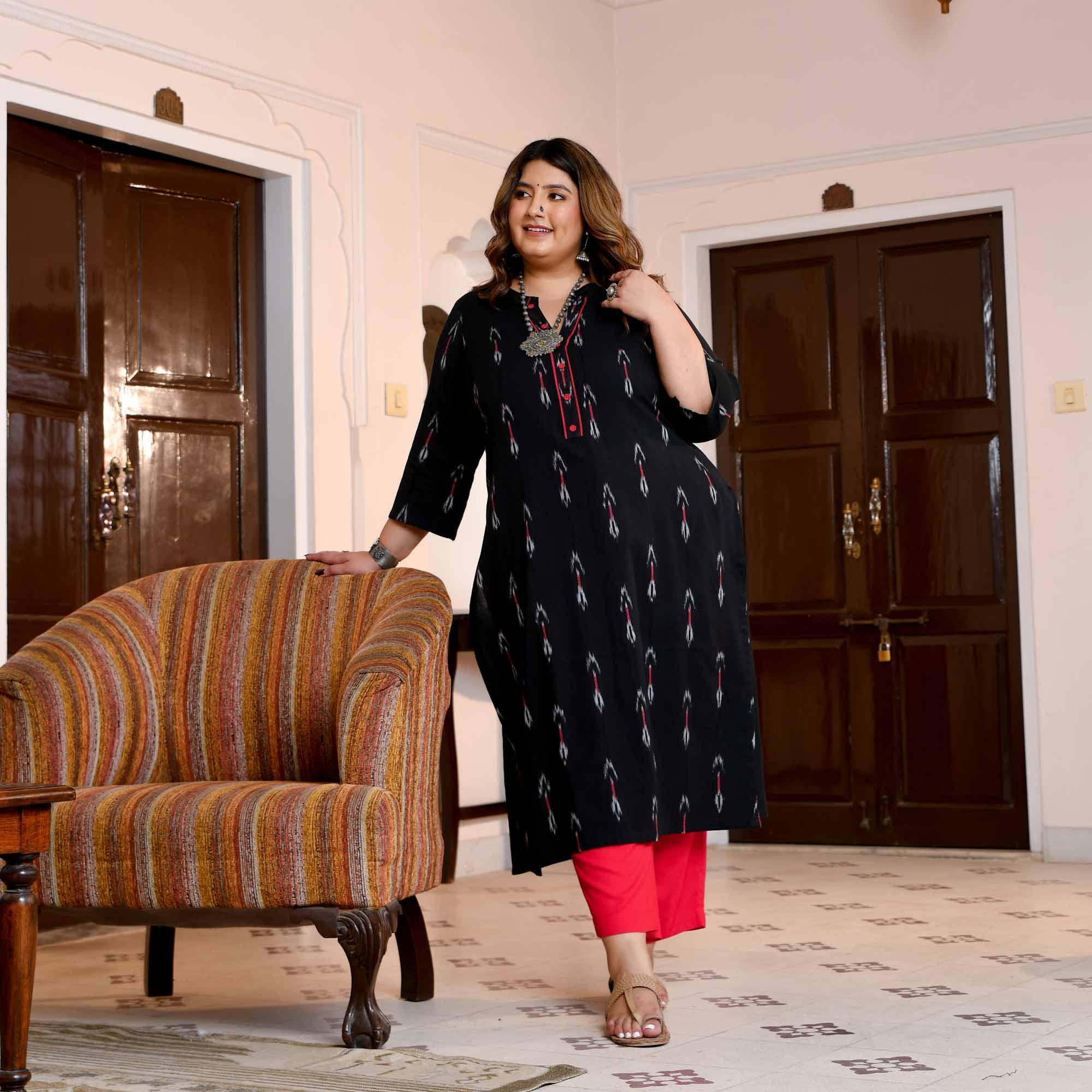 Malhar- Black Ikat Handwoven Organic Cotton Kurta