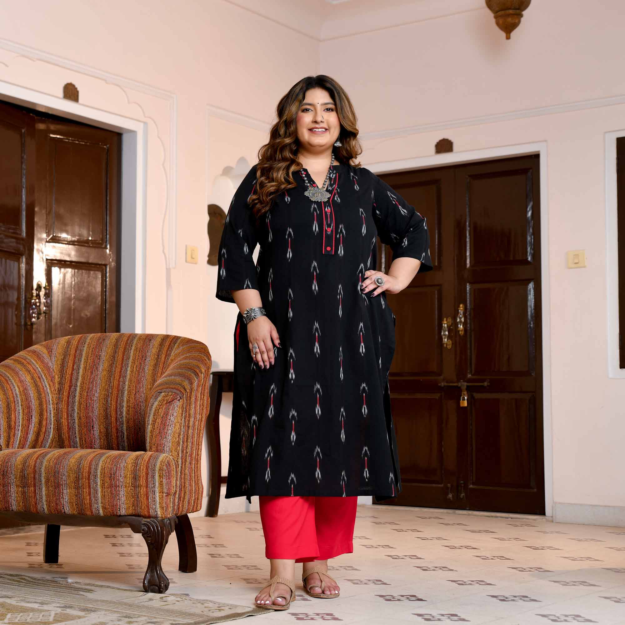 Malhar- Black Ikat Handwoven Organic Cotton Kurta