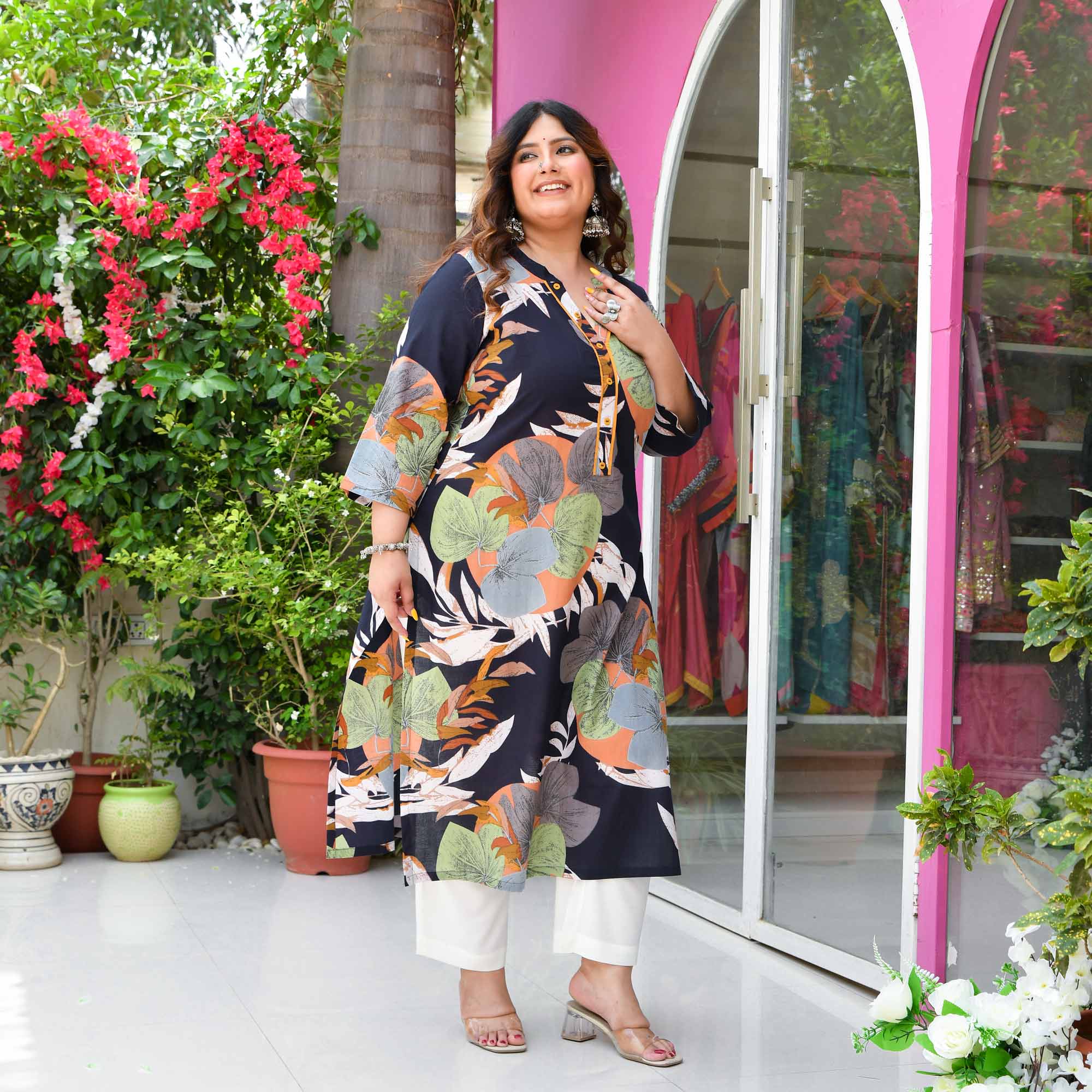 Hawaii- Blue Tropical Printed Pure Cotton Kurta