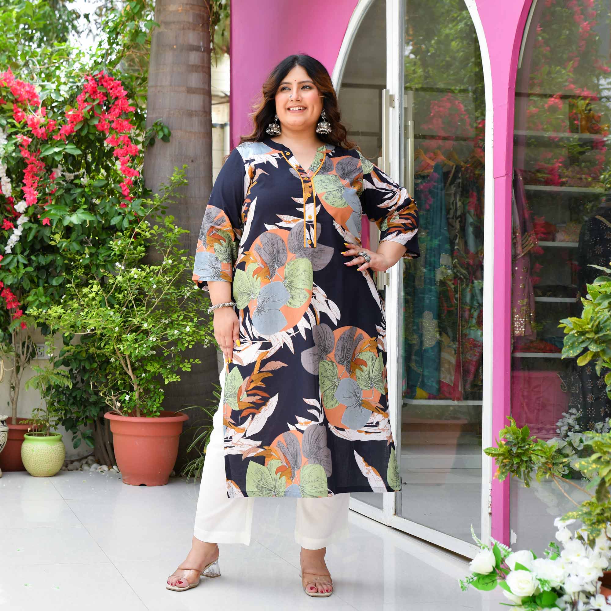 Hawaii- Blue Tropical Printed Pure Cotton Kurta