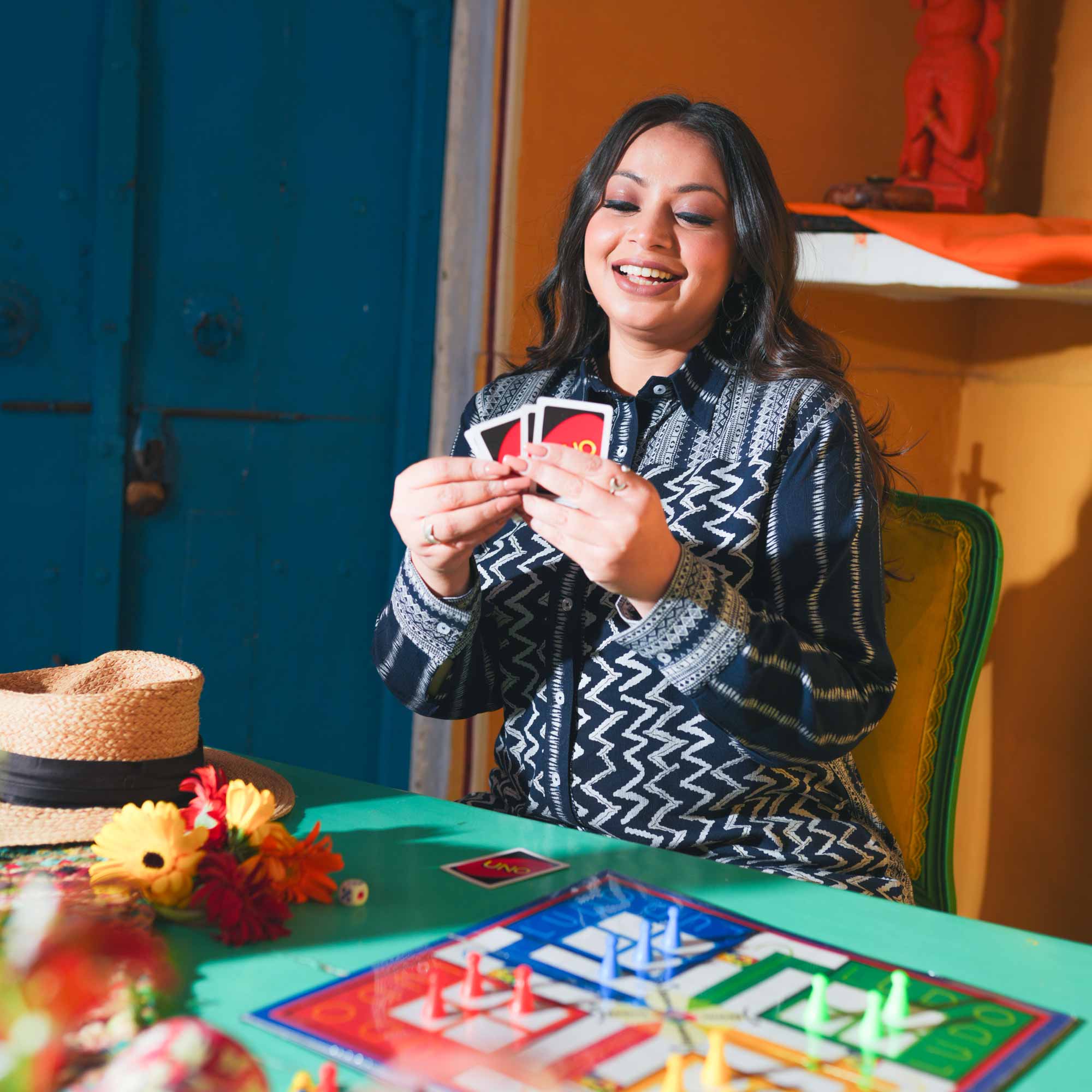 Midnight Blue Ripple Cotton Lycra Shirt