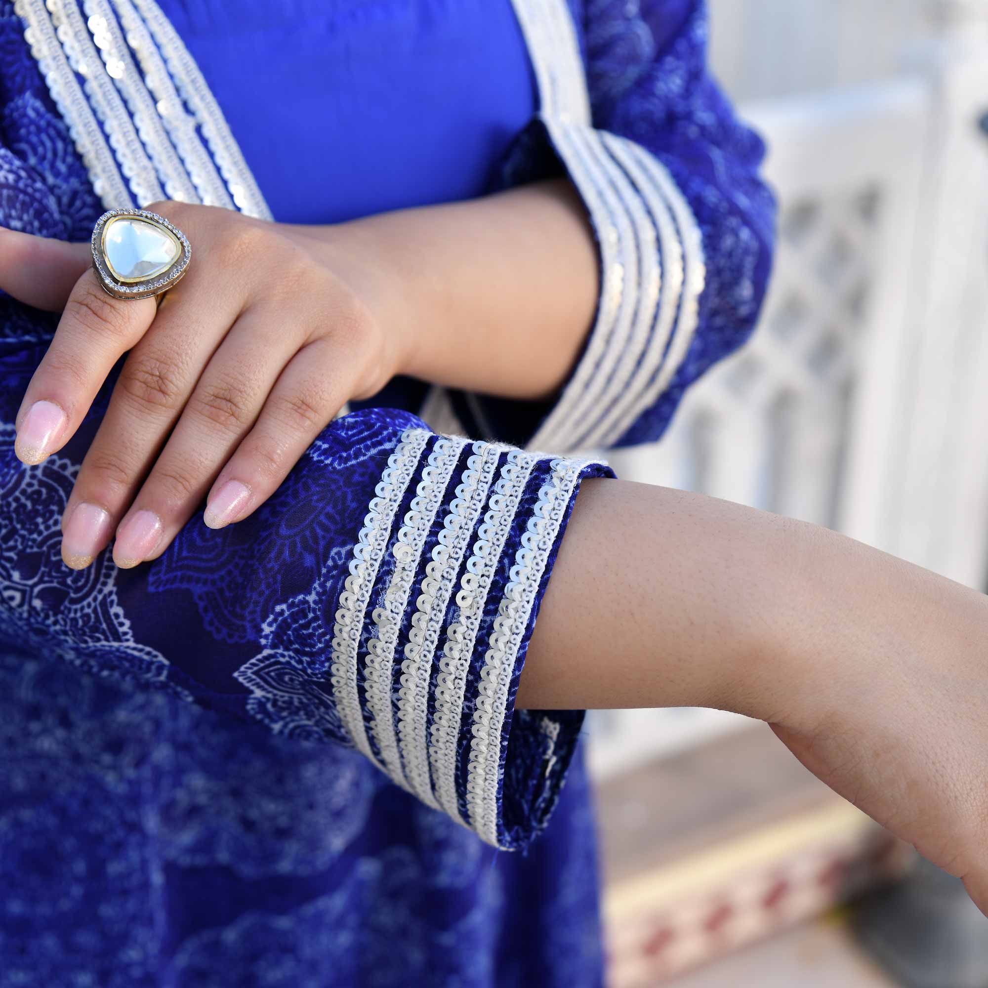 Blue Waves Georgette Cape Set | The Plus Size Store