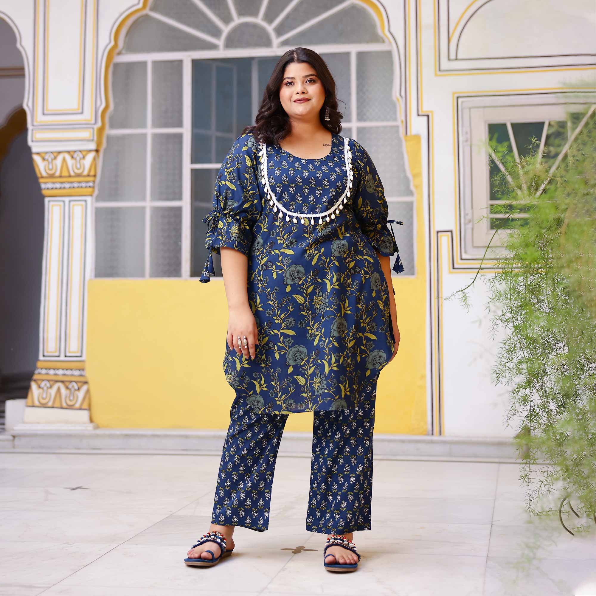 Sapphire Bloom Floral Rayon Co-Ord Set