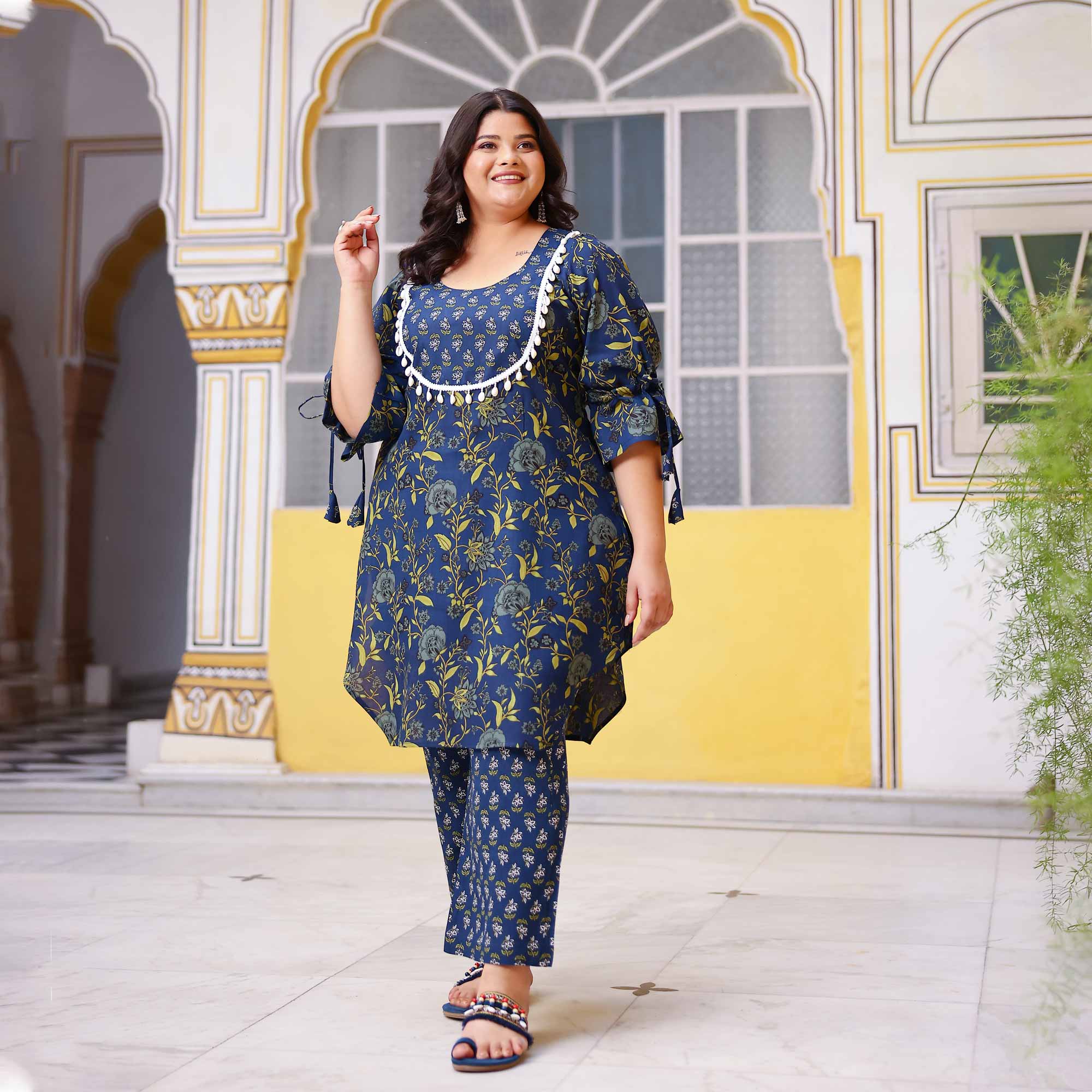 Sapphire Bloom Floral Rayon Co-Ord Set