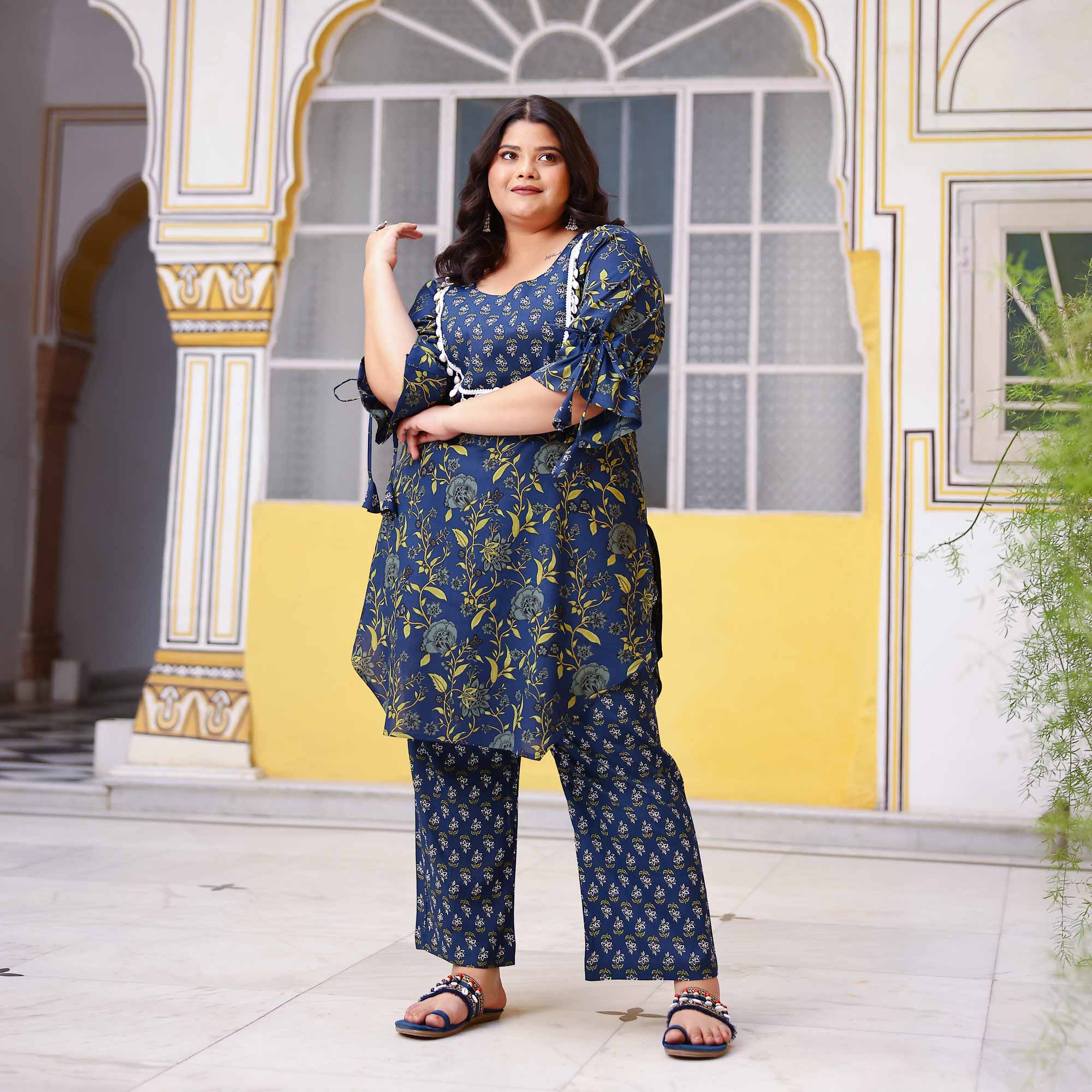 Sapphire Bloom Floral Rayon Co-Ord Set