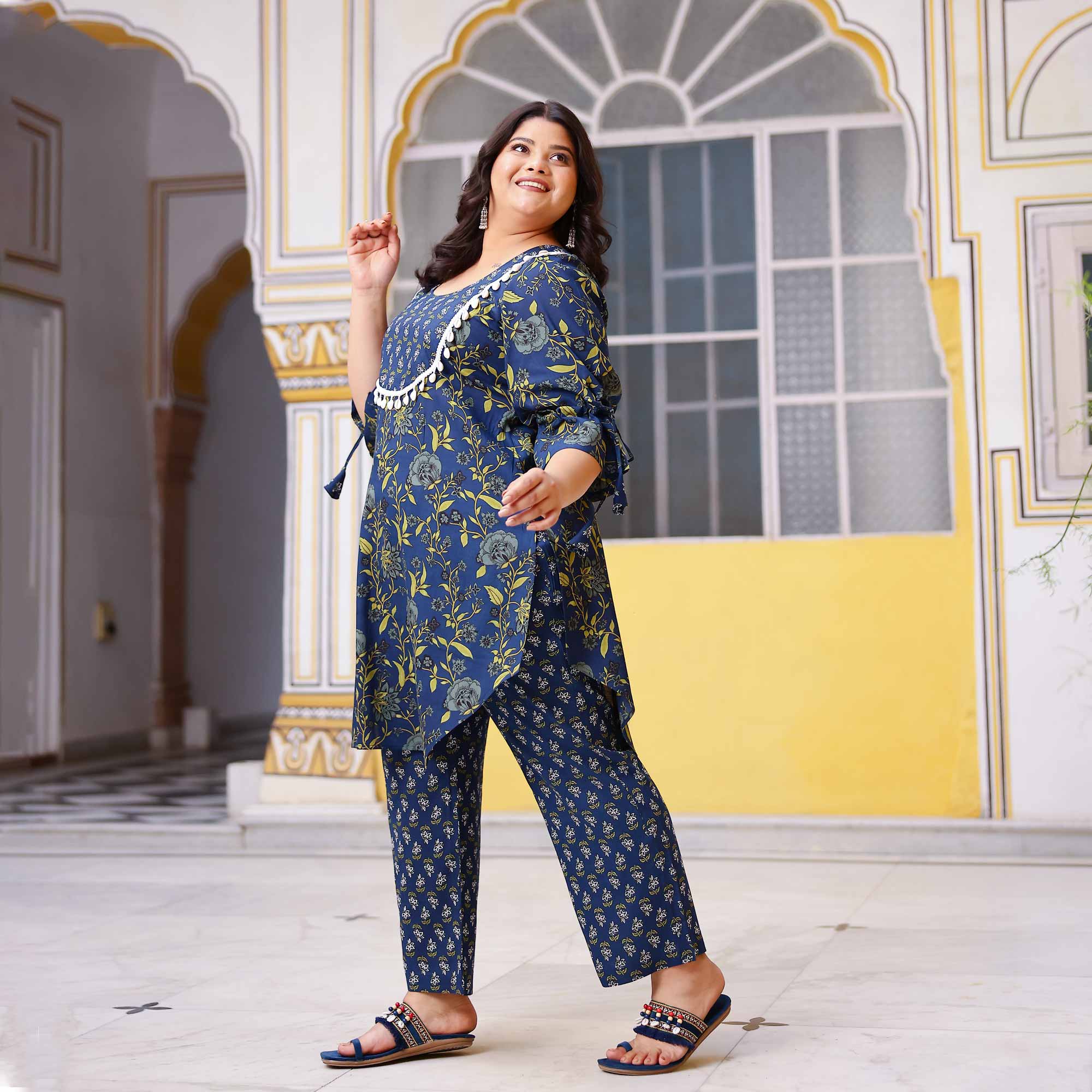 Sapphire Bloom Floral Rayon Co-Ord Set