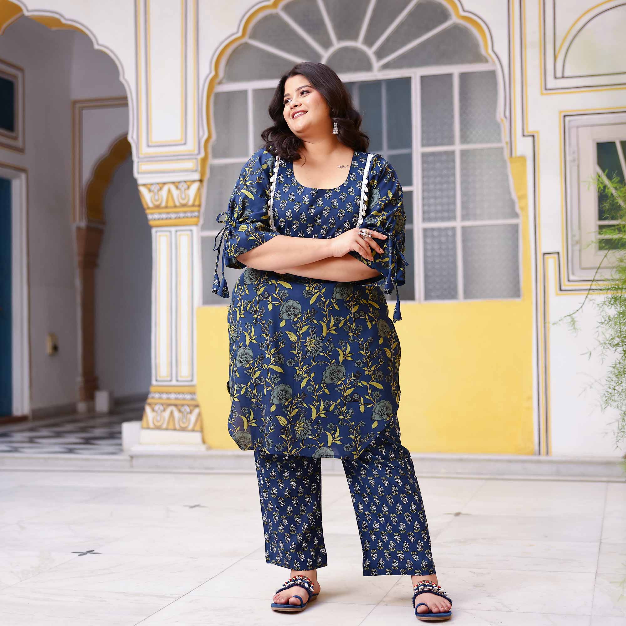 Sapphire Bloom Floral Rayon Co-Ord Set