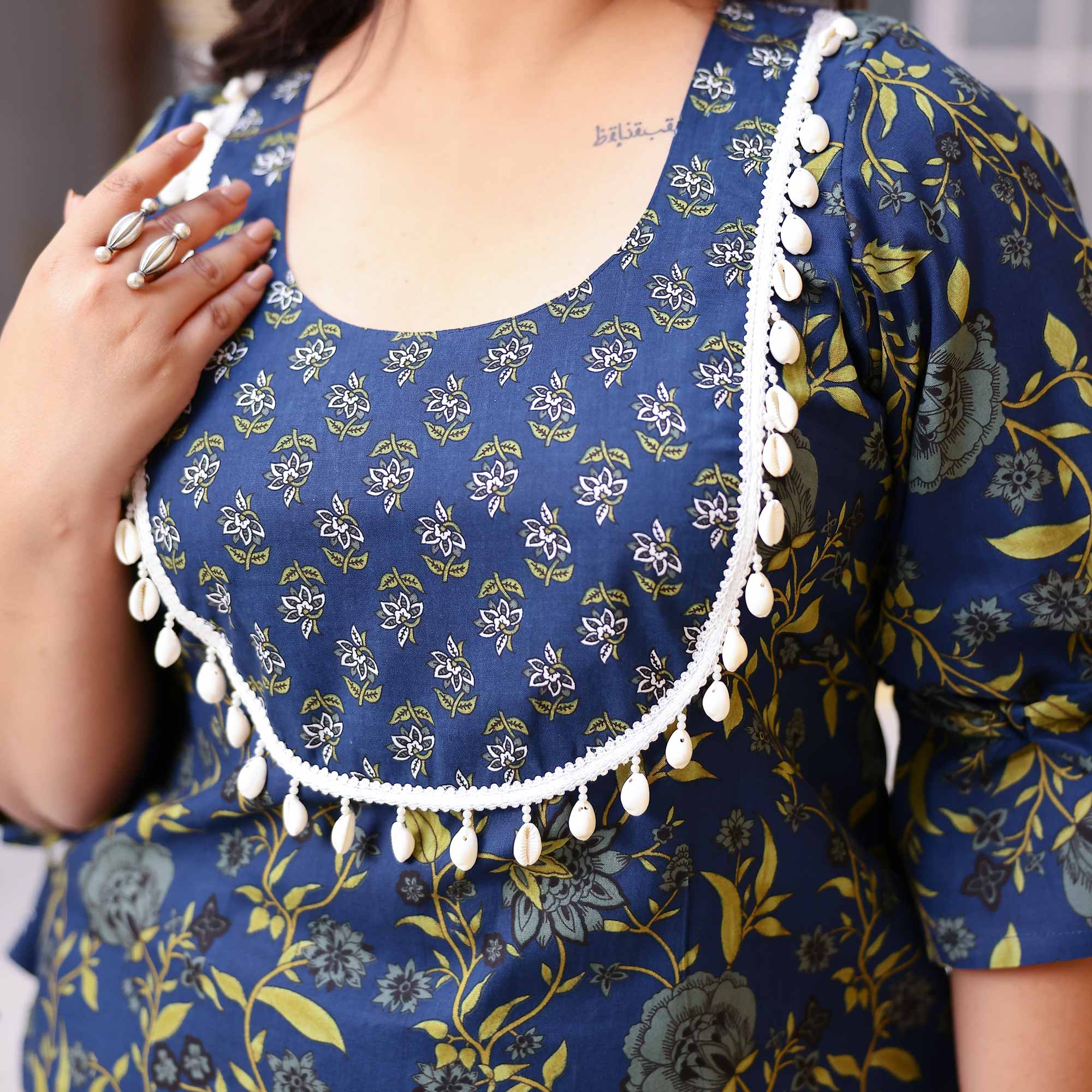 Sapphire Bloom Floral Rayon Co-Ord Set