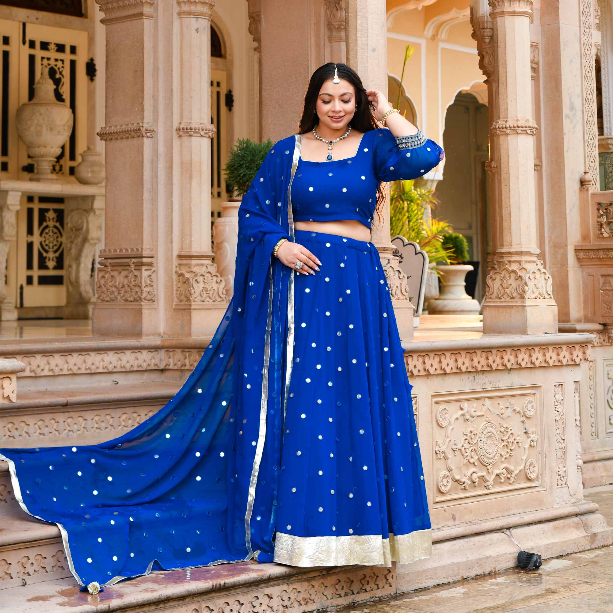 Gleaming Bay Radiance Georgette Lehenga Set