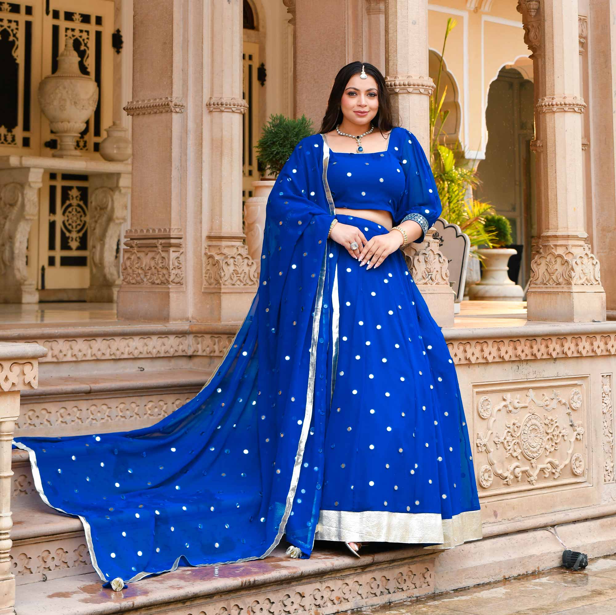 Gleaming Bay Radiance Georgette Lehenga Set