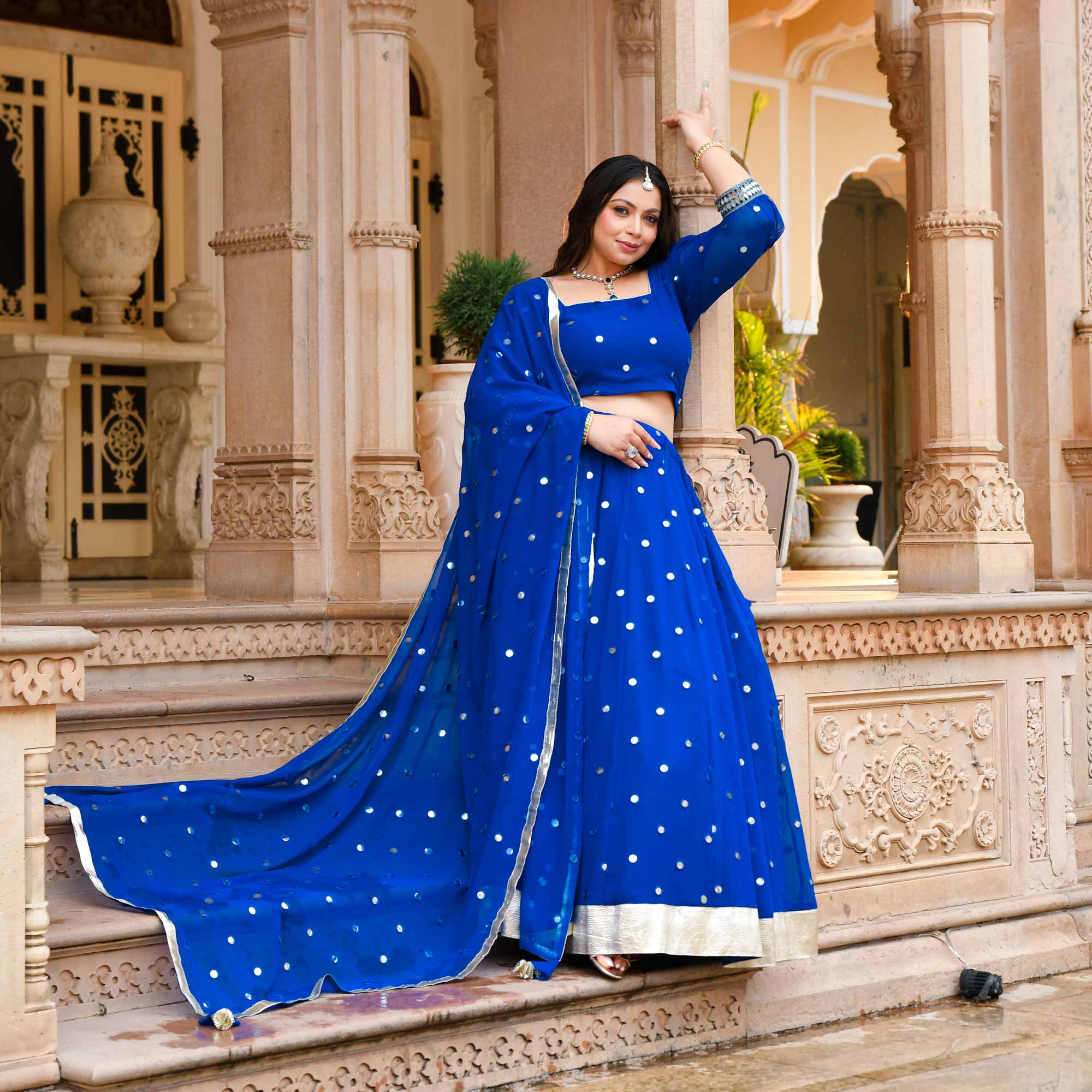 Gleaming Bay Radiance Georgette Lehenga Set