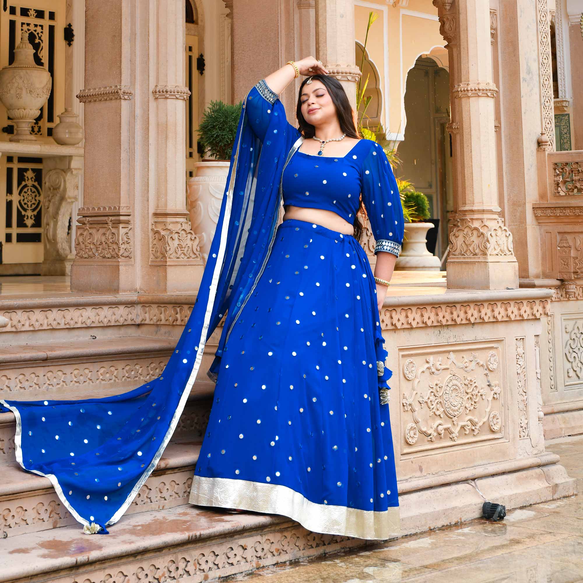 Gleaming Bay Radiance Georgette Lehenga Set