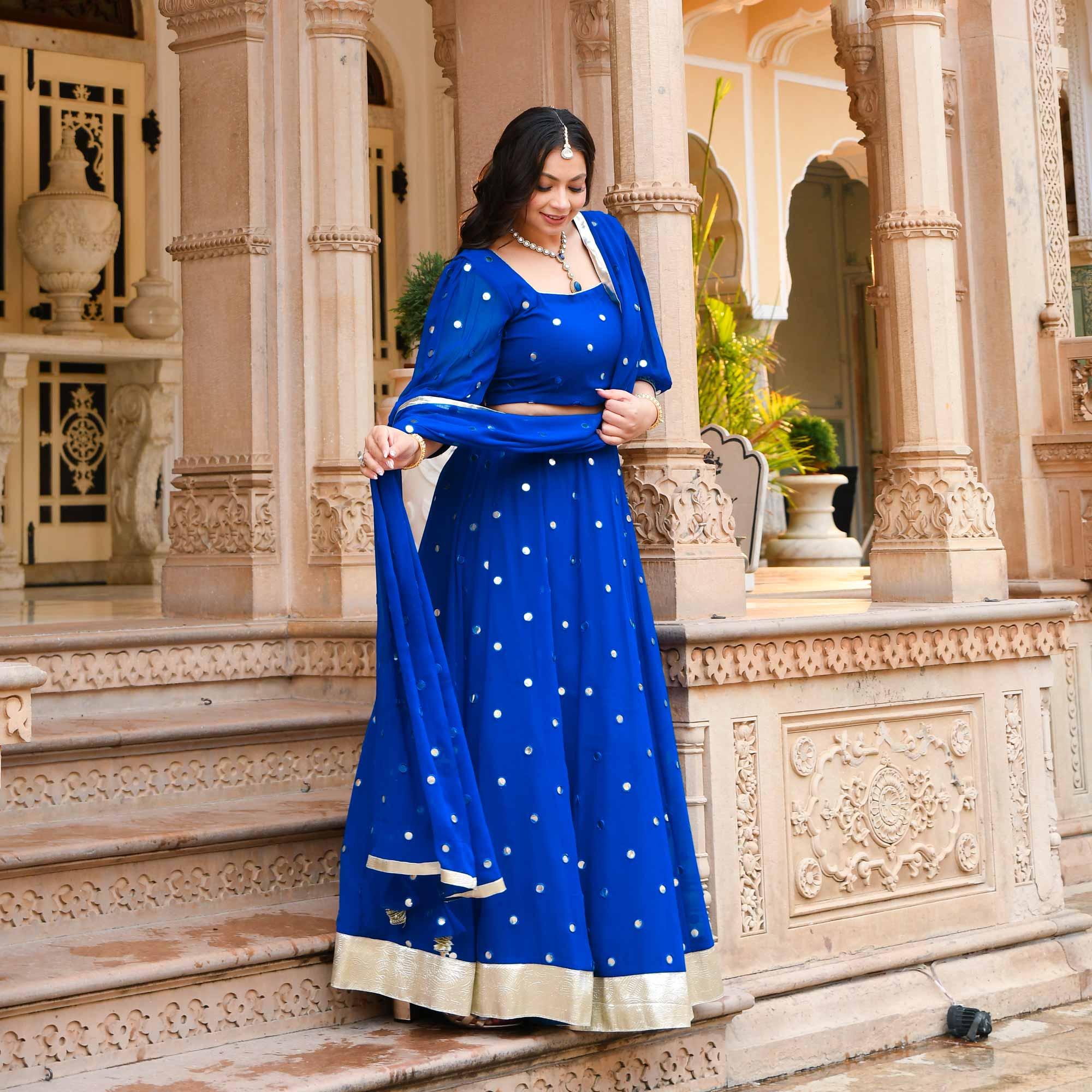 Gleaming Bay Radiance Georgette Lehenga Set