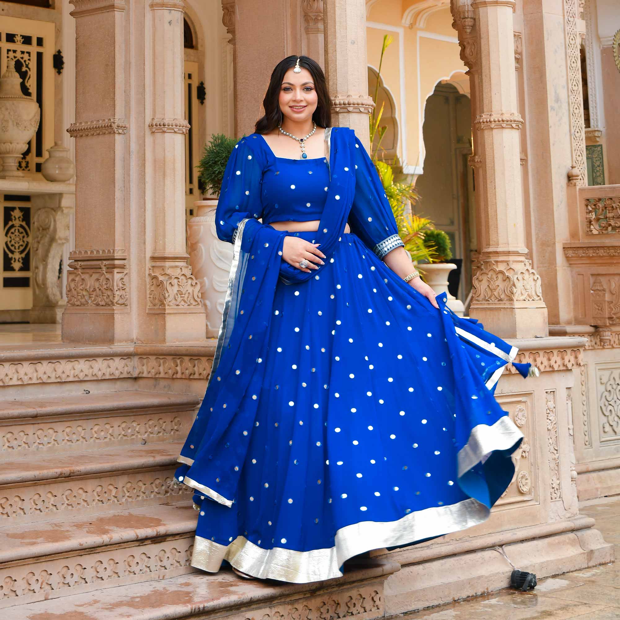 Gleaming Bay Radiance Georgette Lehenga Set