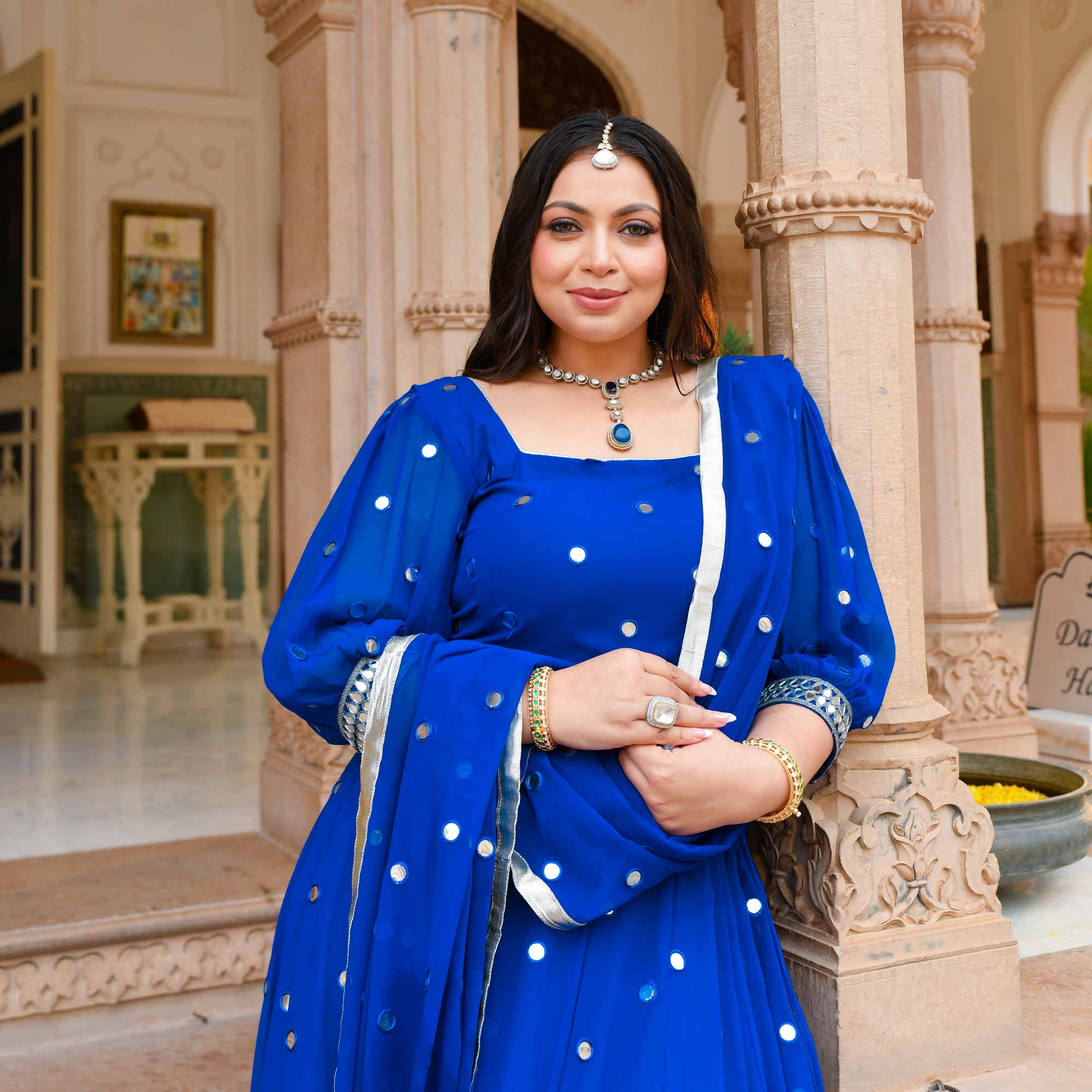 Gleaming Bay Radiance Georgette Lehenga Set