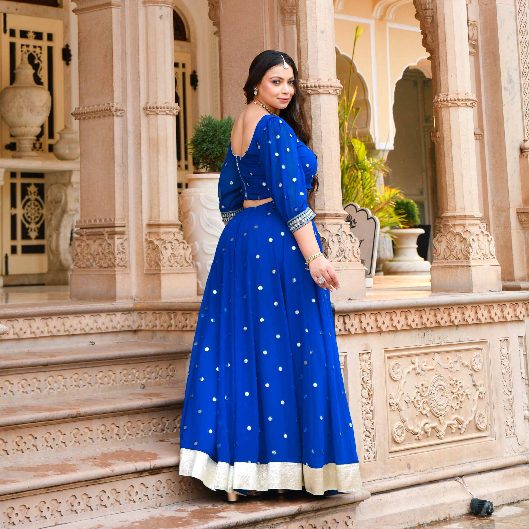 Gleaming Bay Radiance Georgette Lehenga Set