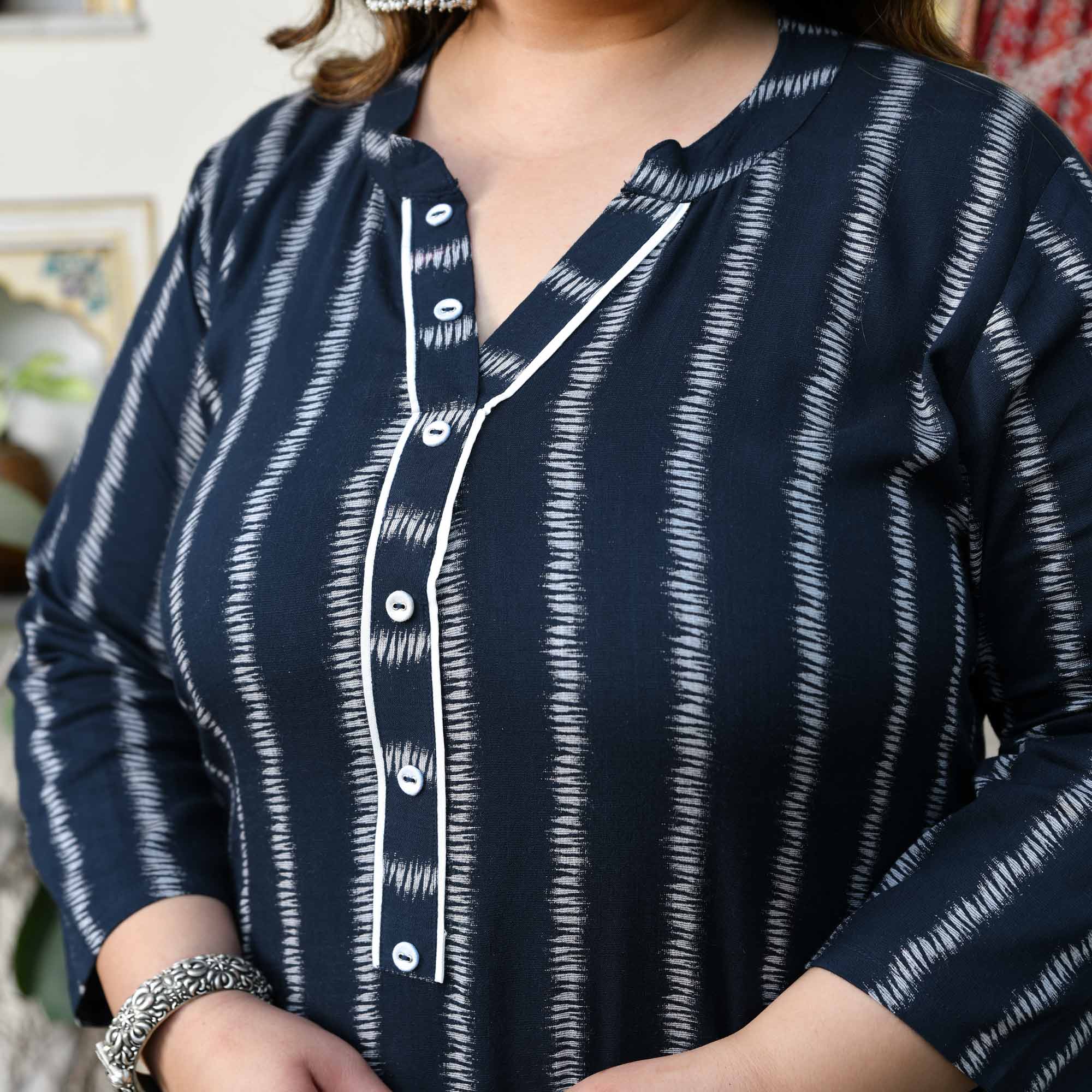 Sarang- Dark Blue Viscose Lycra Stretchable Kurta