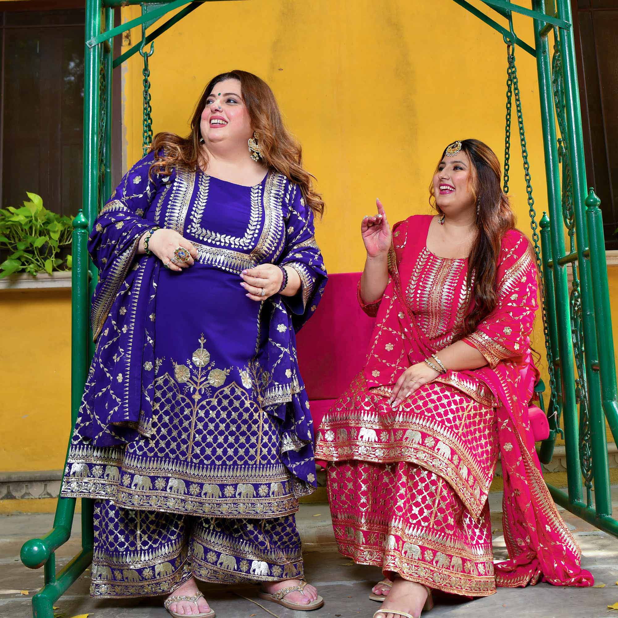 Opulence-Royal Blue Zari Embroidered Georgette Suit Set