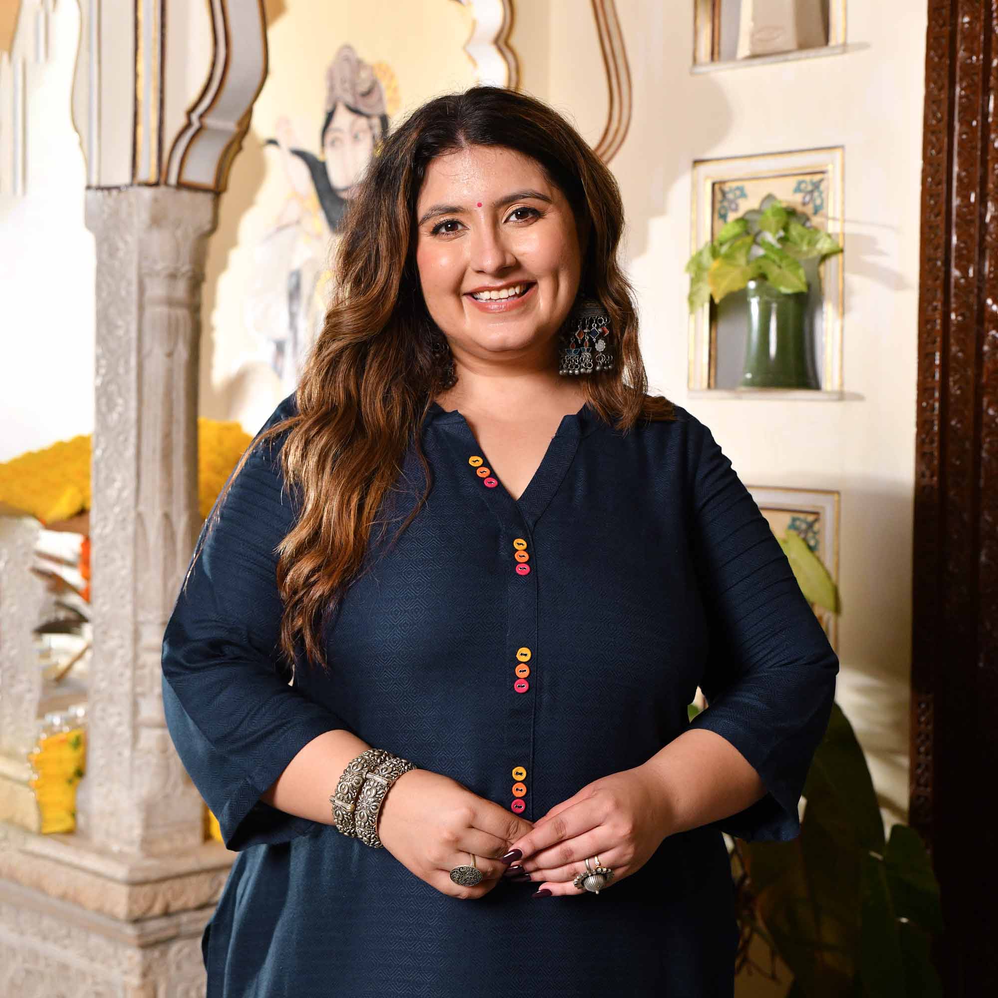 Navy Nights Rayon Cotton Kurta