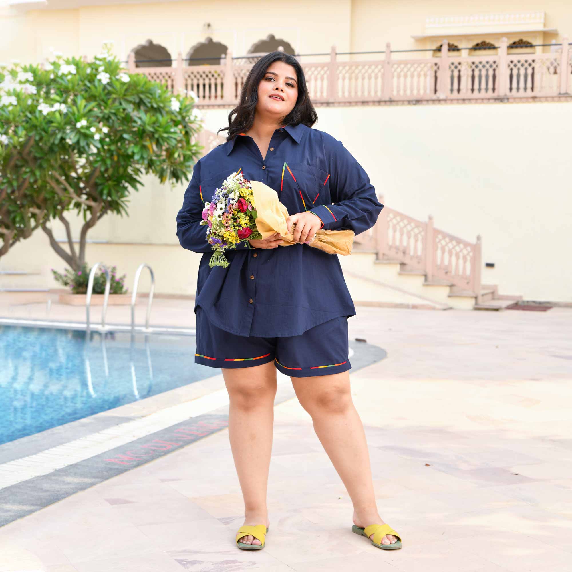 Nomadic Dreams Navy Blue Cotton Co-ord Set