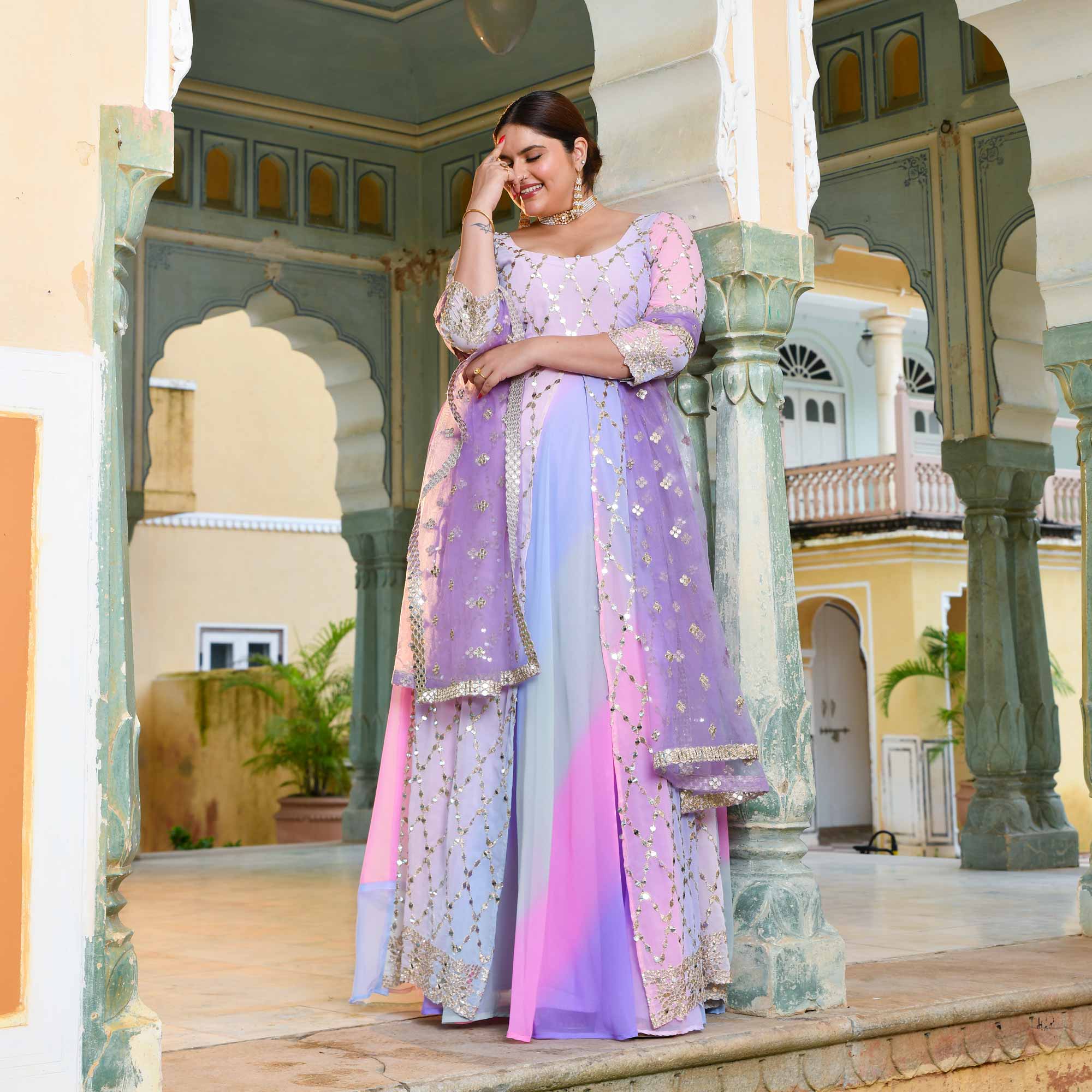 Aurora Beauty Sequin Embroidered Georgette Anarkali Dress