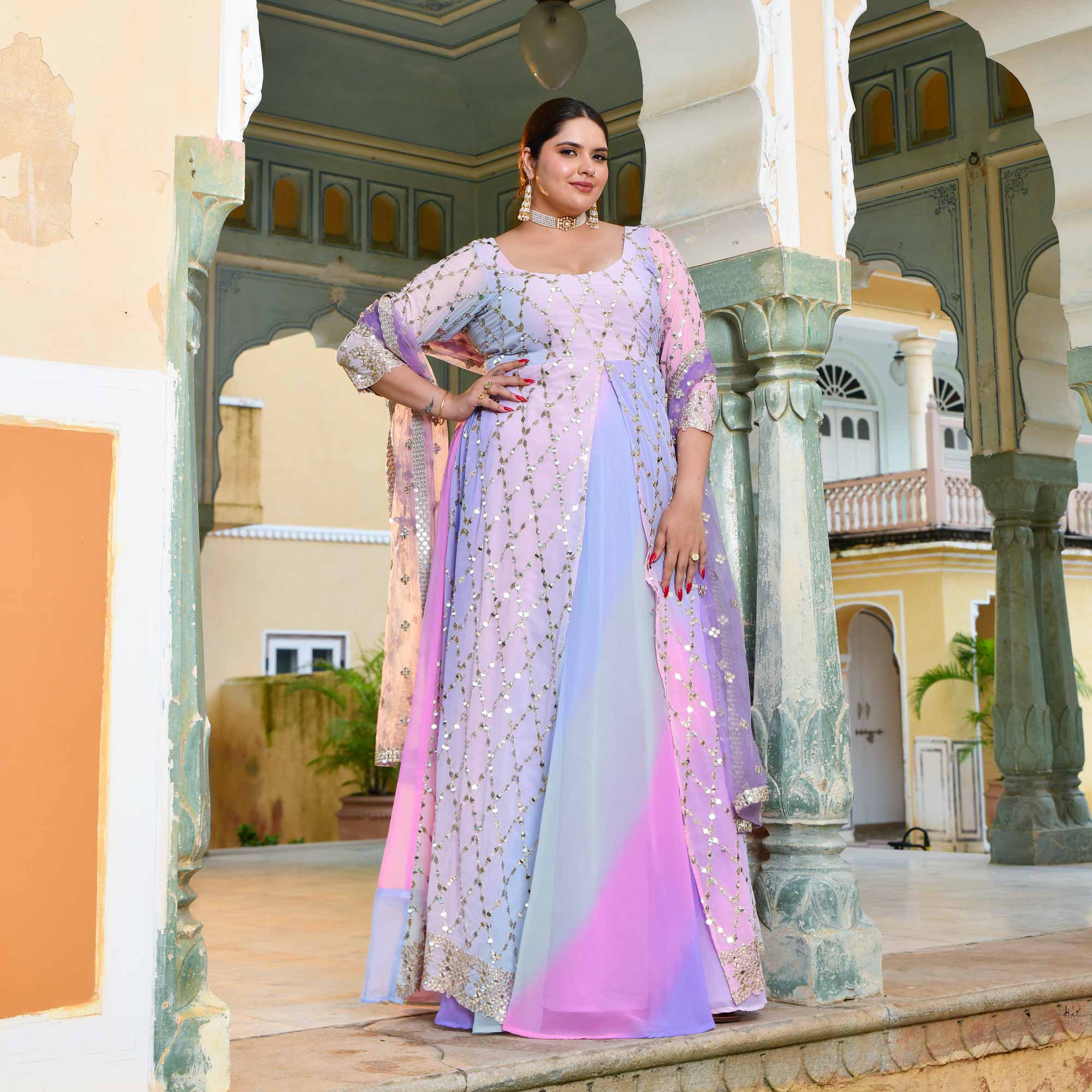 Aurora Beauty Sequin Embroidered Georgette Anarkali Dress