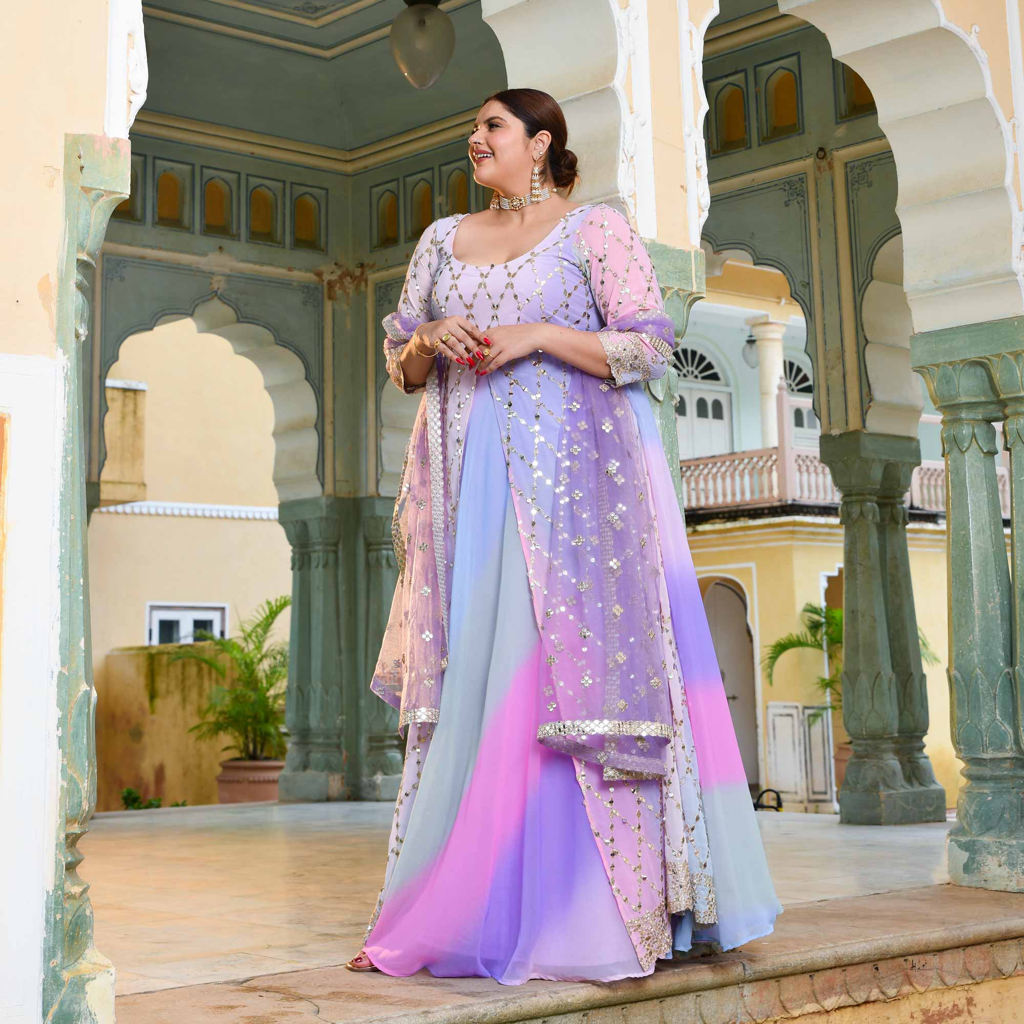 Aurora Beauty Sequin Embroidered Georgette Anarkali Dress