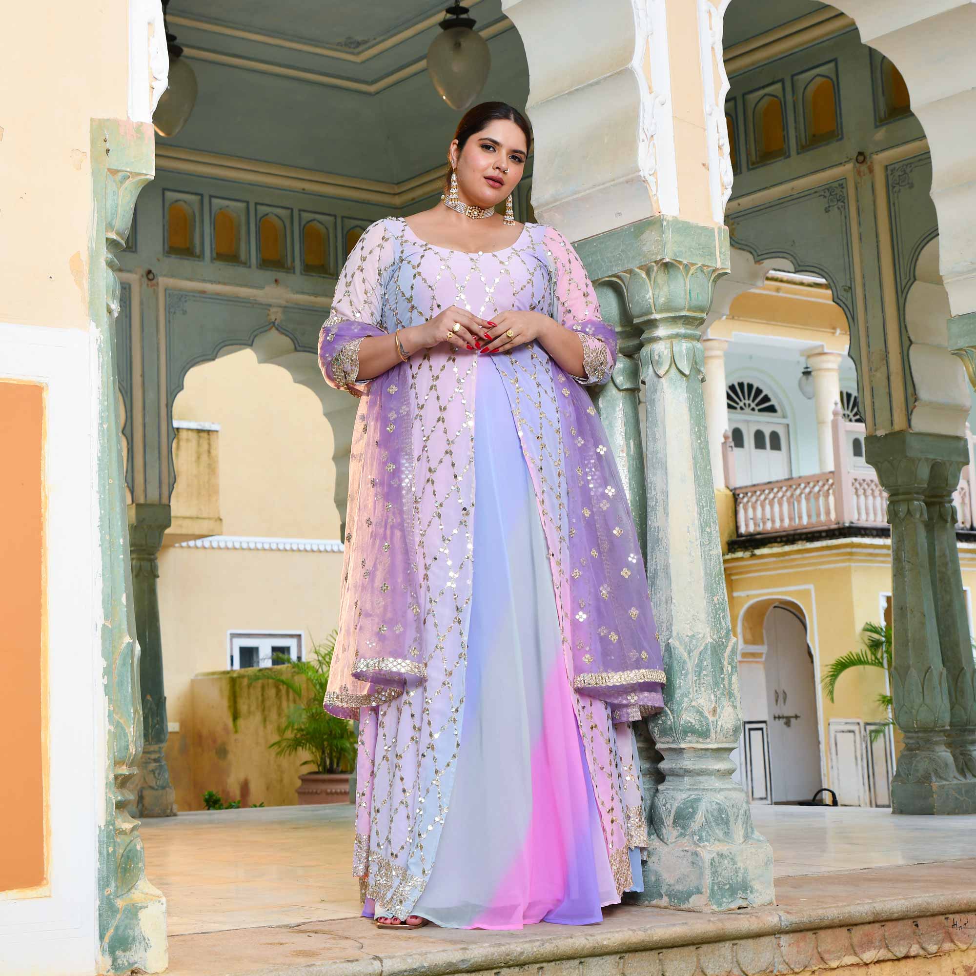 Aurora Beauty Sequin Embroidered Georgette Anarkali Dress