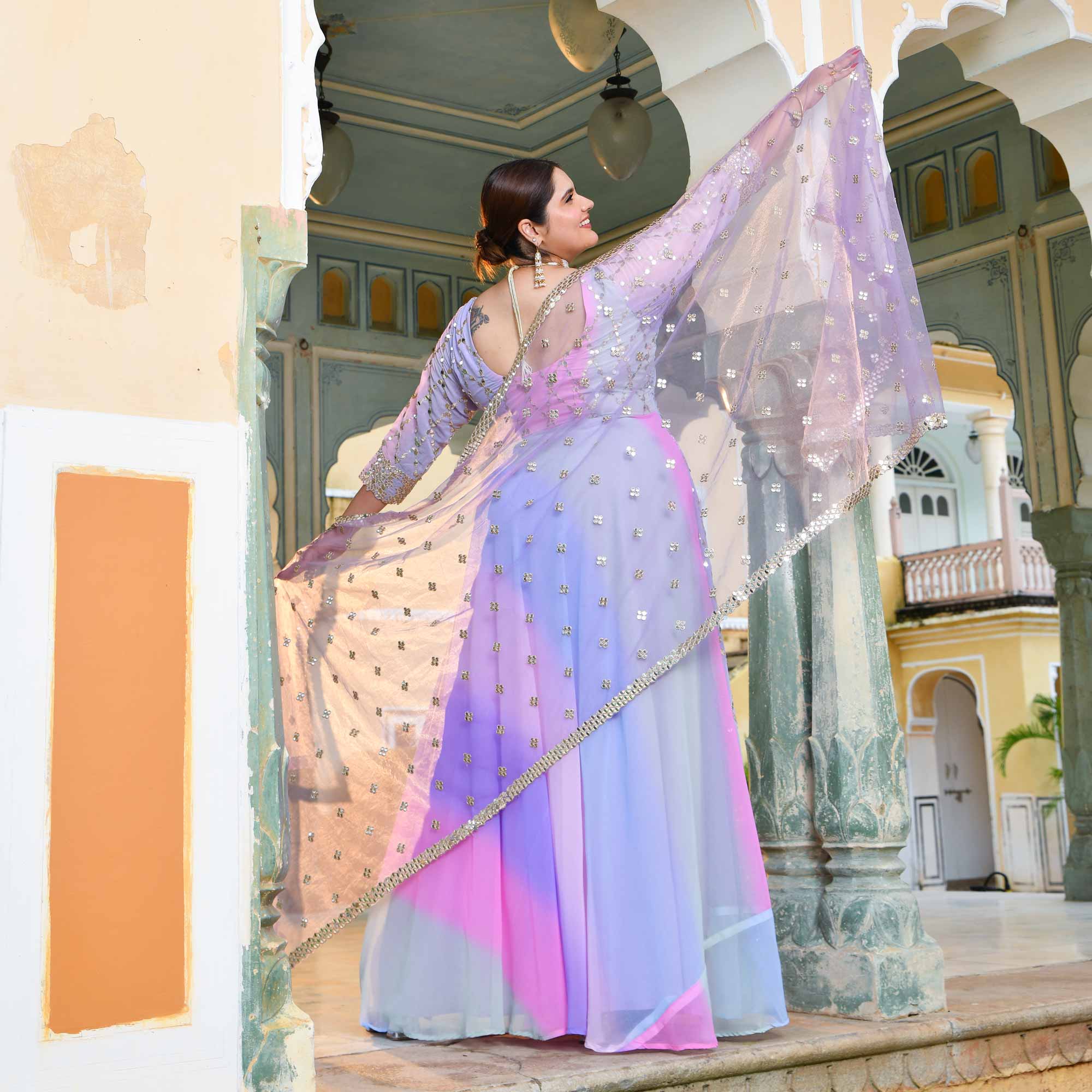 Aurora Beauty Sequin Embroidered Georgette Anarkali Dress