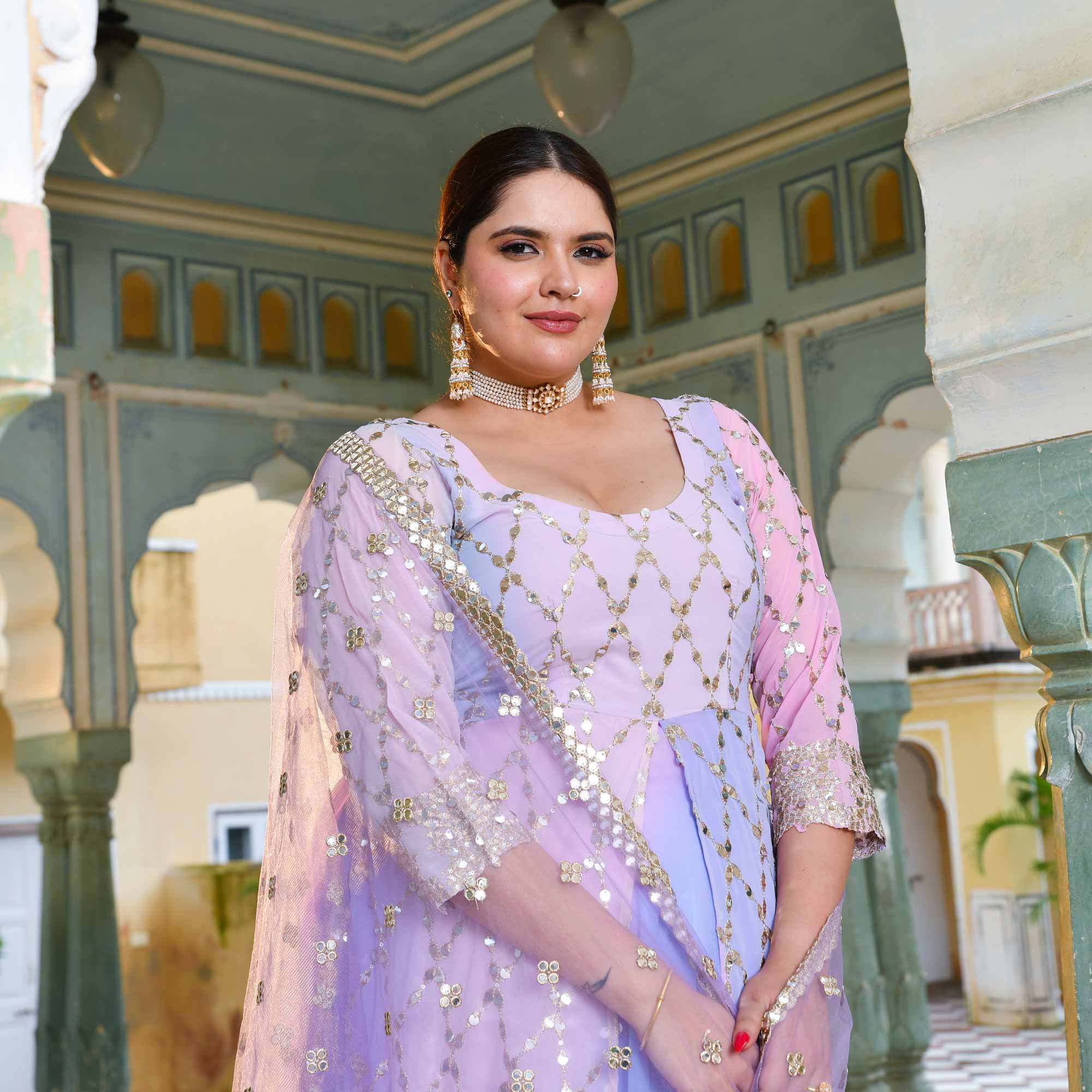 Aurora Beauty Sequin Embroidered Georgette Anarkali Dress