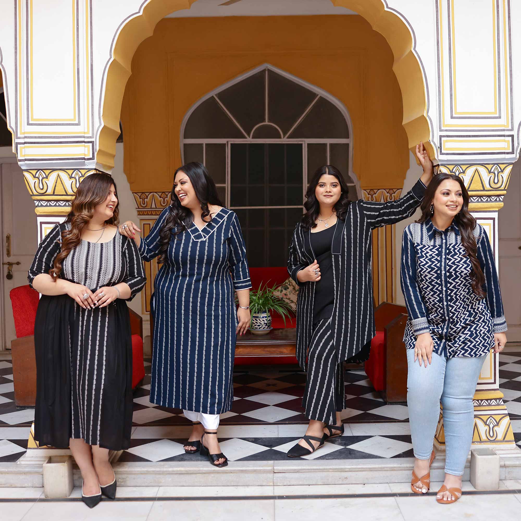 Midnight Blue Ripple Cotton Lycra Shirt