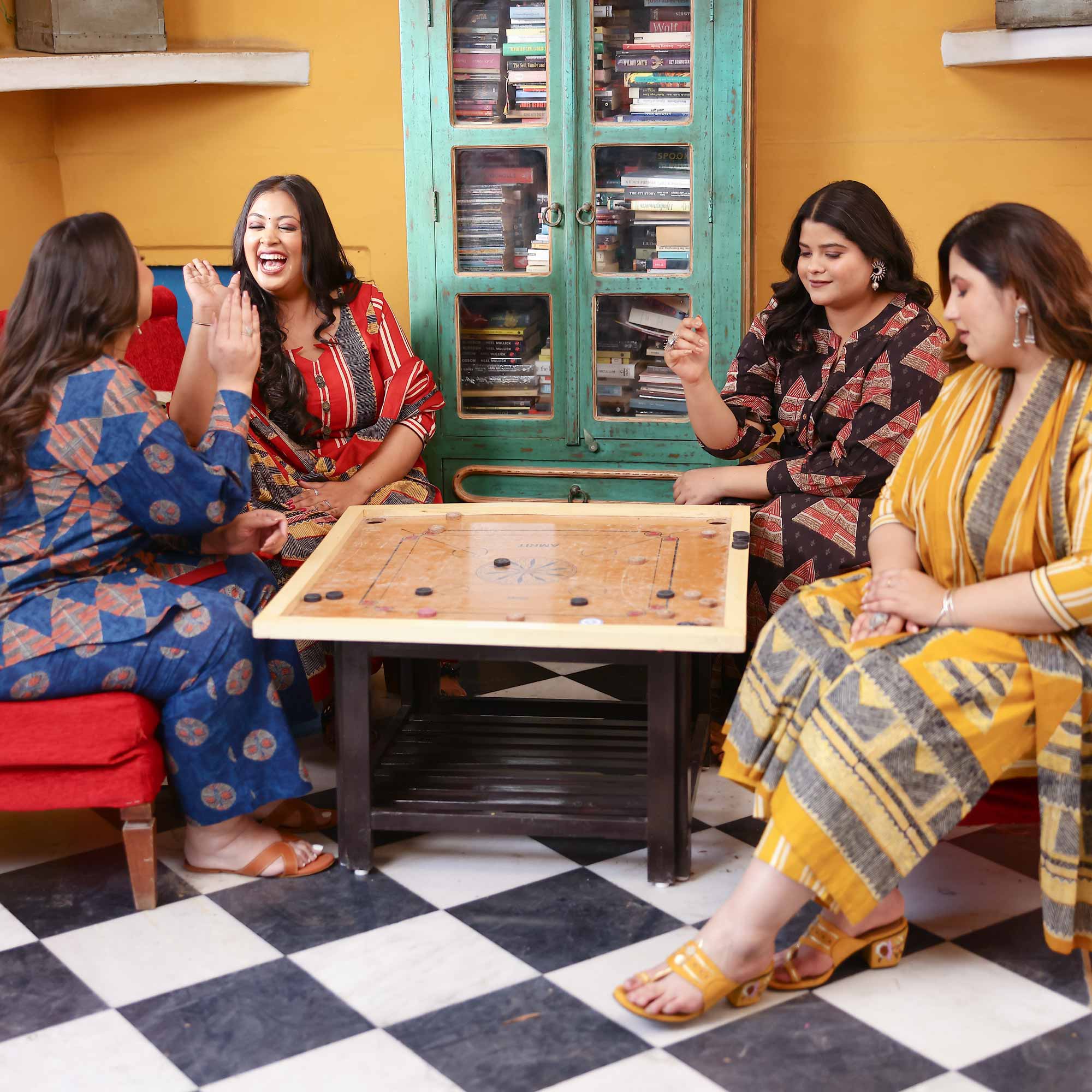 Ruby Slate Triangle Ajrakh Cotton Suit Set